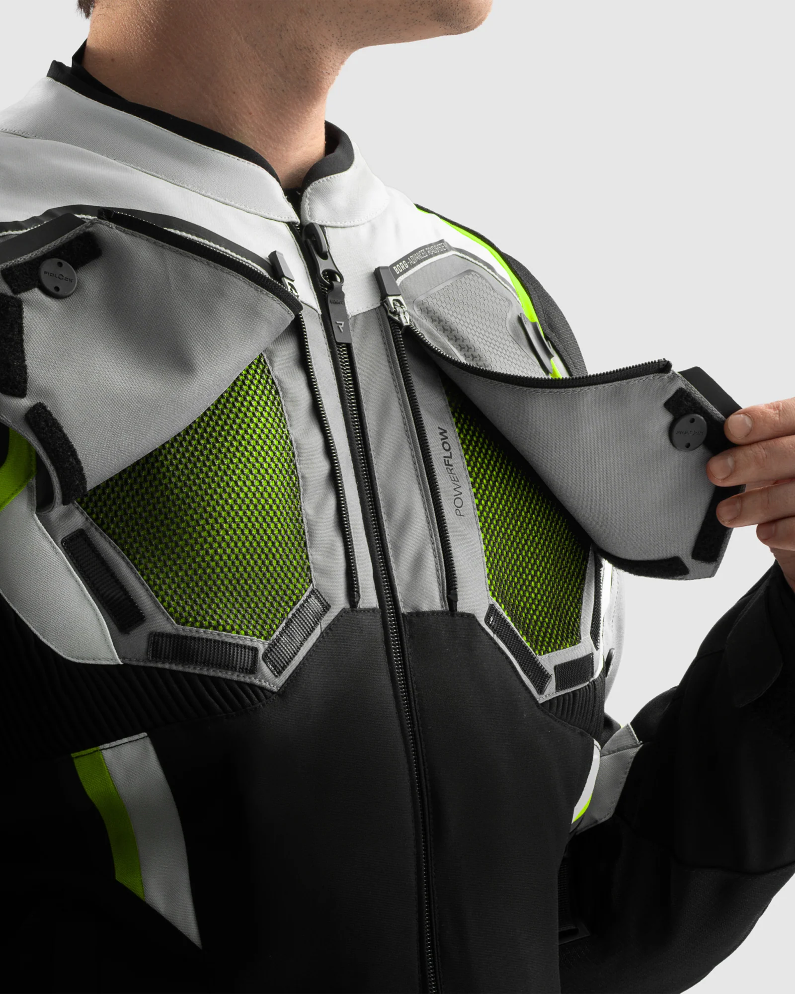 Borg II Motorcycle Jacket Black, Grey, Fluo Yellow - Image 17