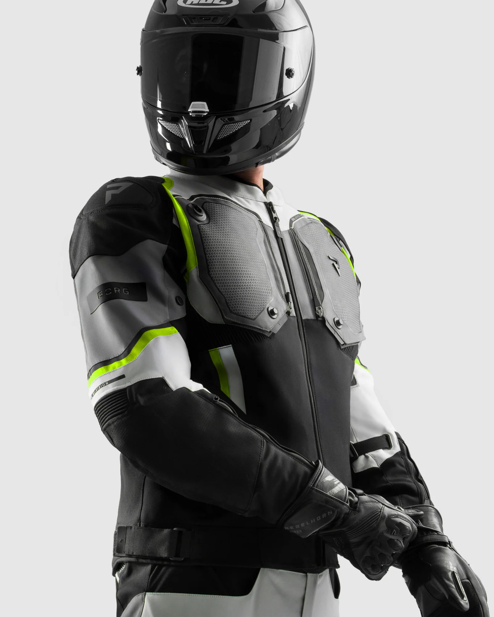 Borg II Motorcycle Jacket Black, Grey, Fluo Yellow - Image 3