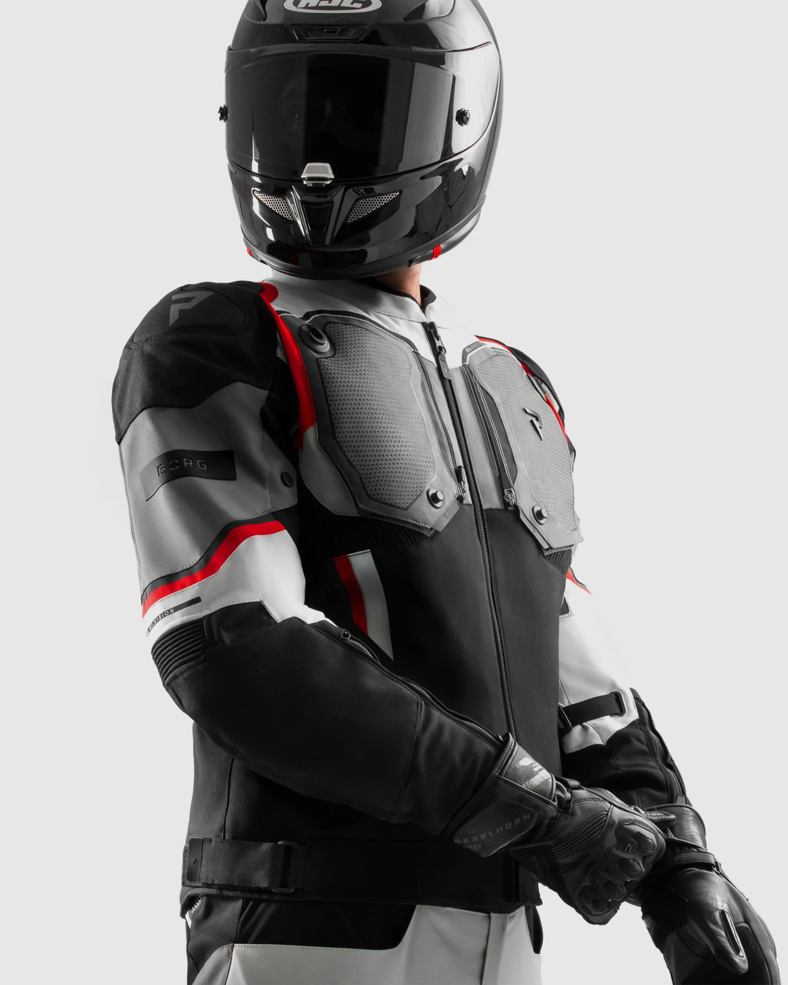 Borg II Motorcycle Jacket Black, Grey, Red - Image 3
