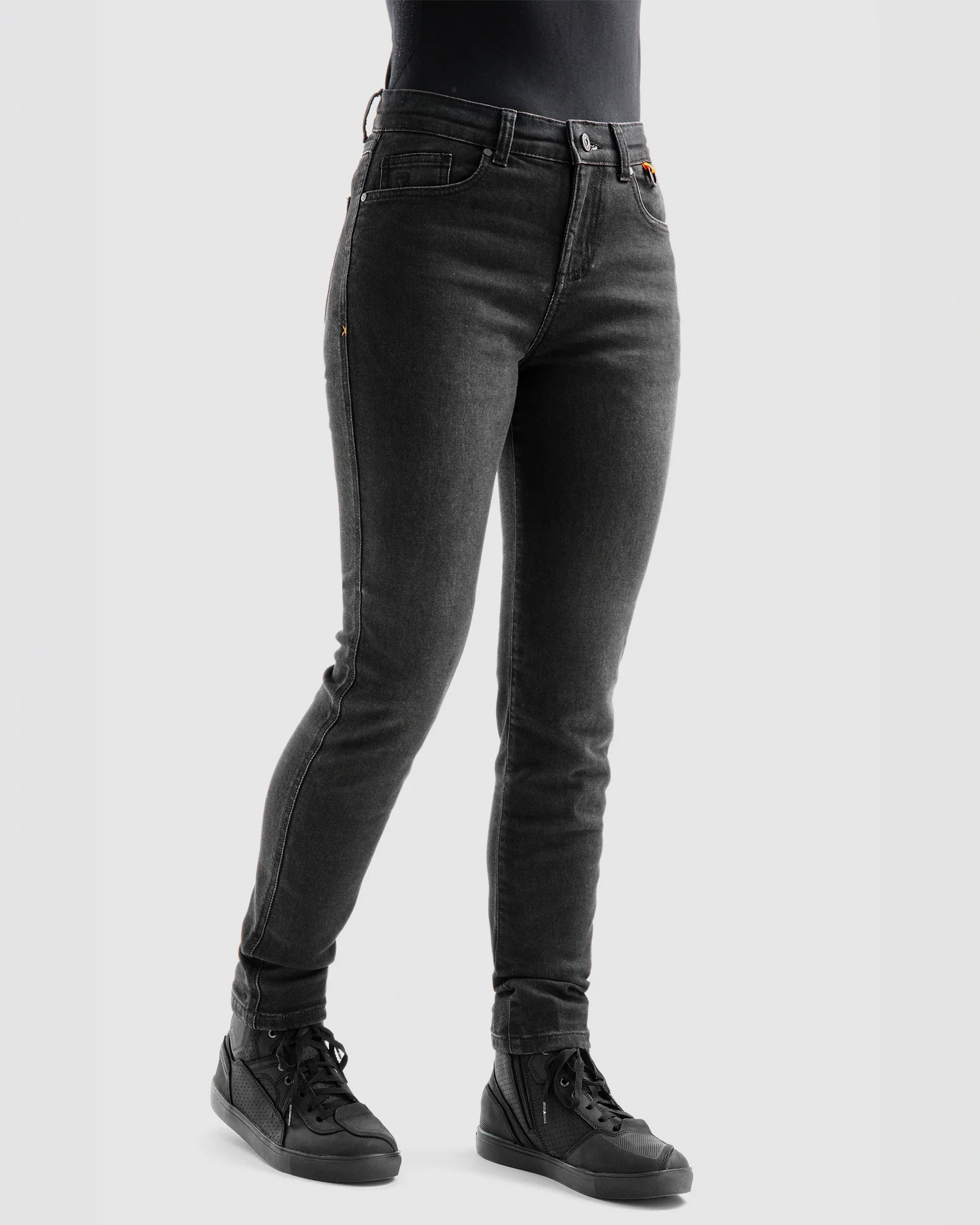 Bronco Women's Motorcycle Jeans Washed Black - Image 3