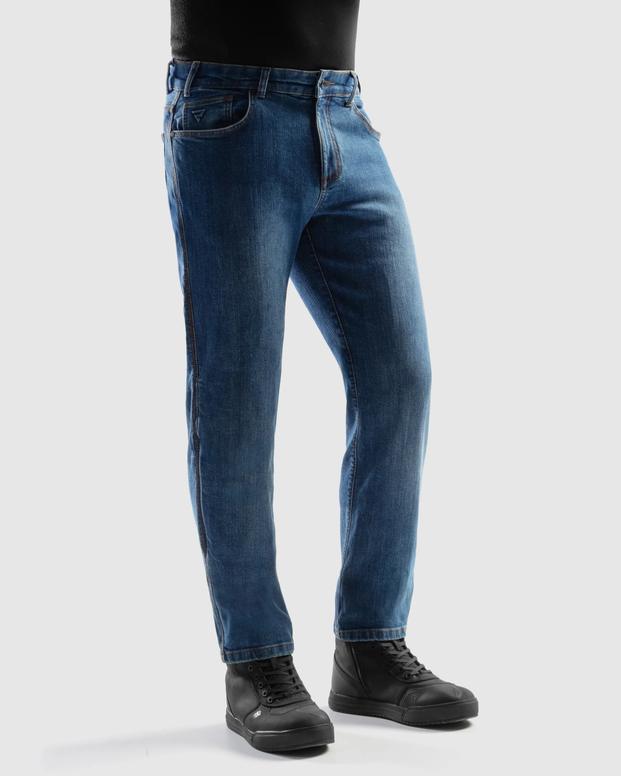 Classic Mono Motorcycle Jeans Washed Blue - Image 3