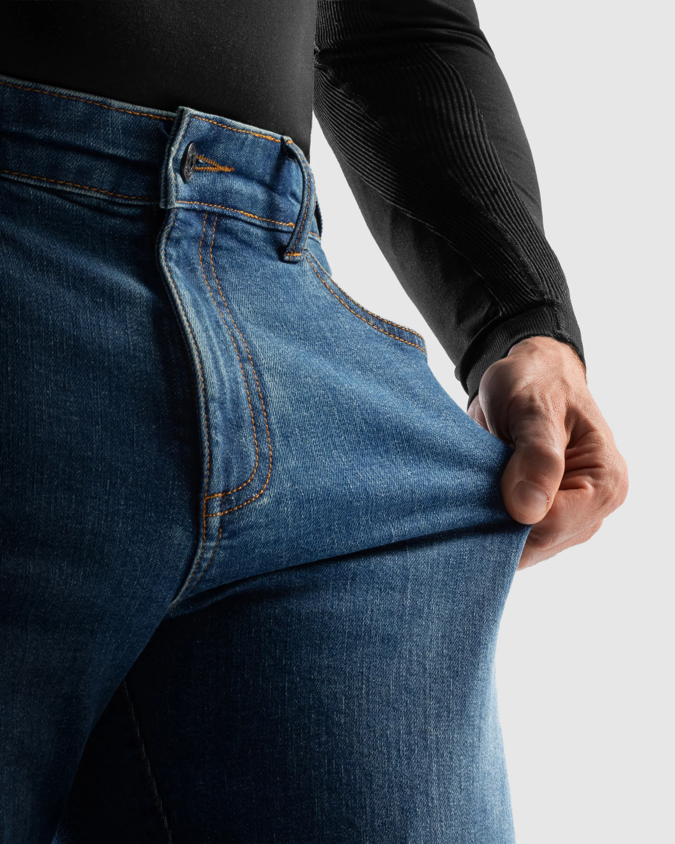 Classic Mono Motorcycle Jeans Washed Blue - Image 5