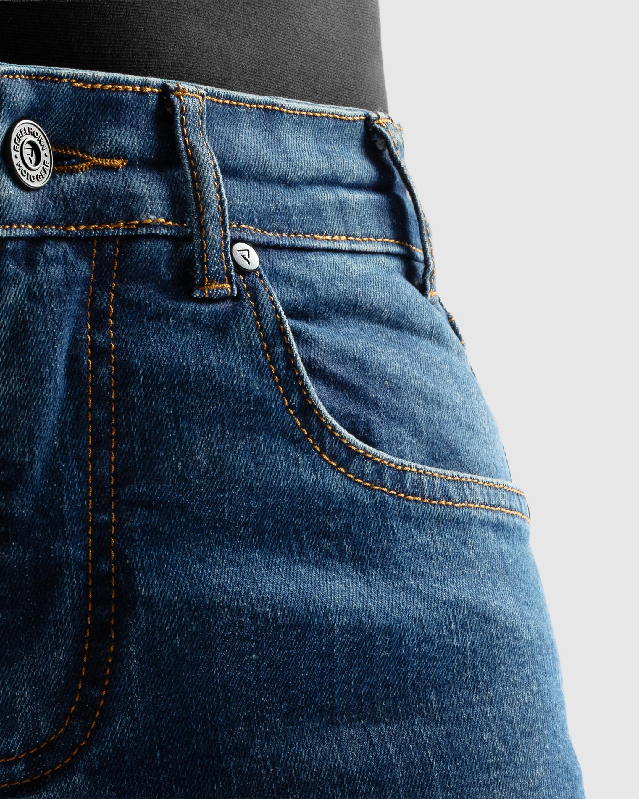 Classic Mono Motorcycle Jeans Washed Blue - Image 6