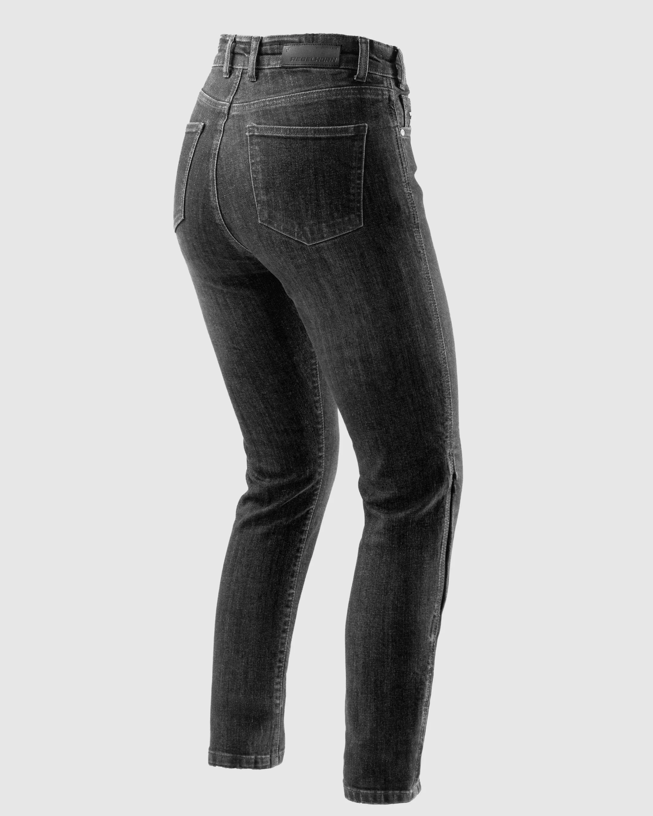 Classic Mono Women’s Motorcycle Jeans Washed Black - Image 2