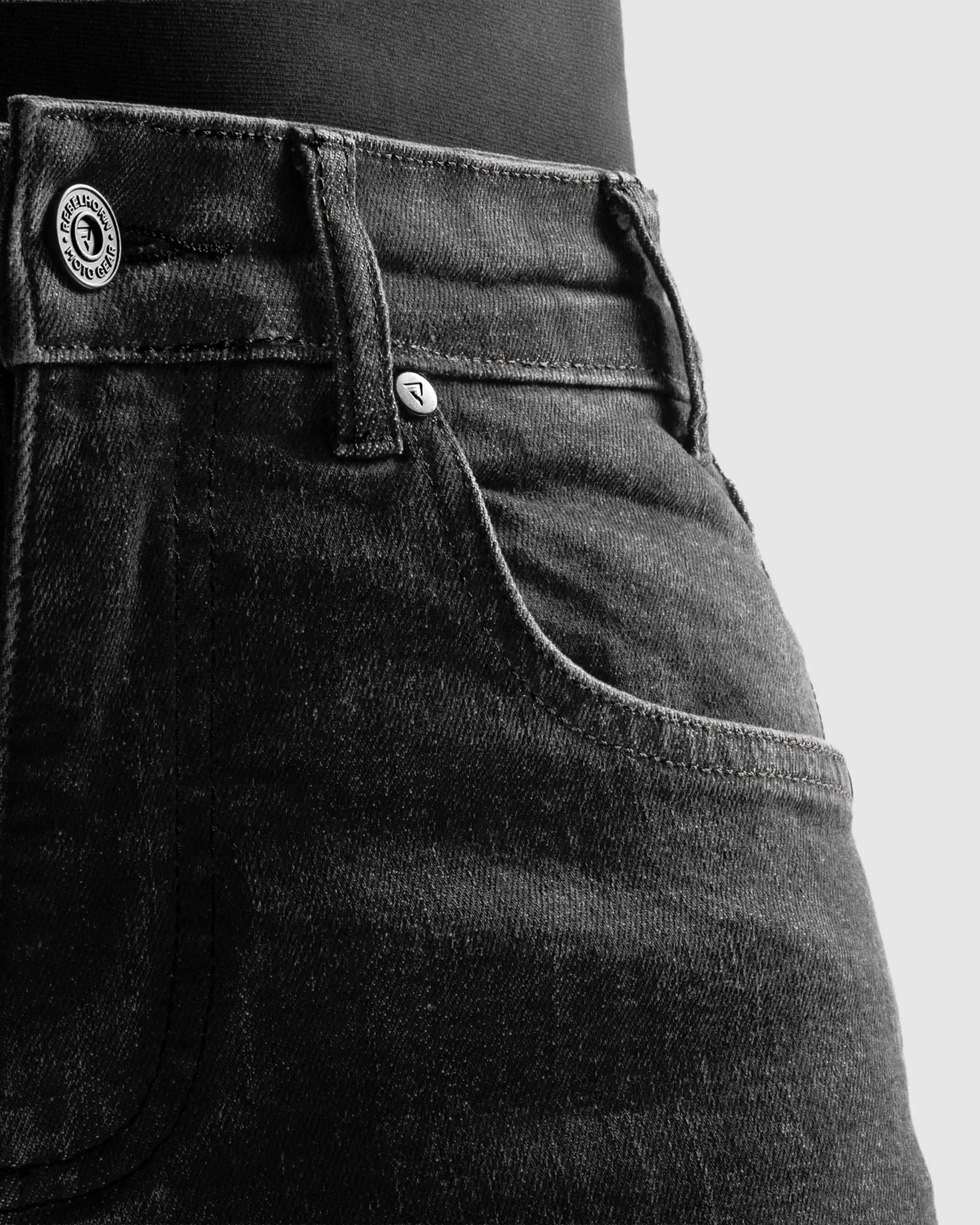 Classic Mono Women’s Motorcycle Jeans Washed Black - Image 7