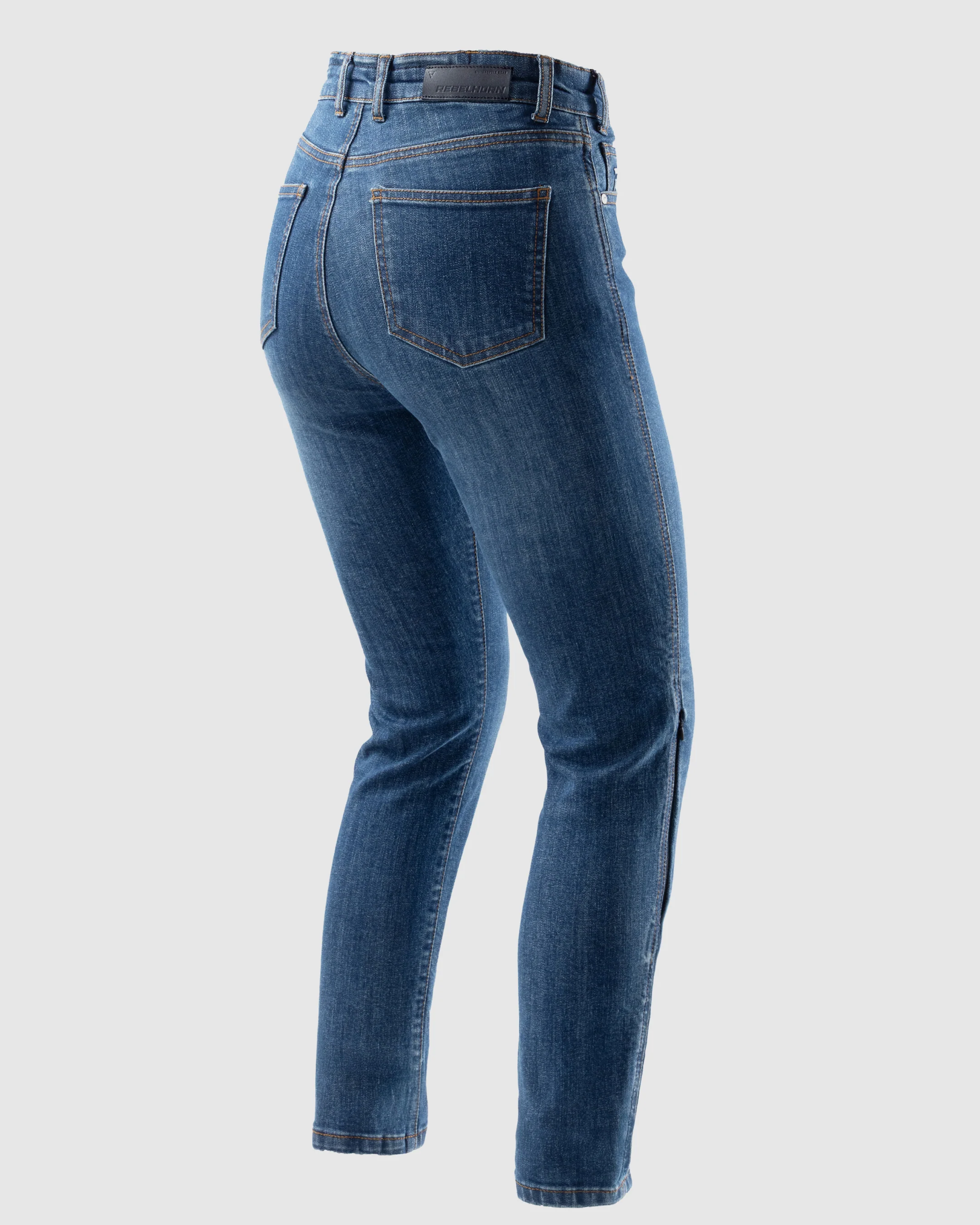 Classic Mono Women’s Motorcycle Jeans Washed Blue - Image 2