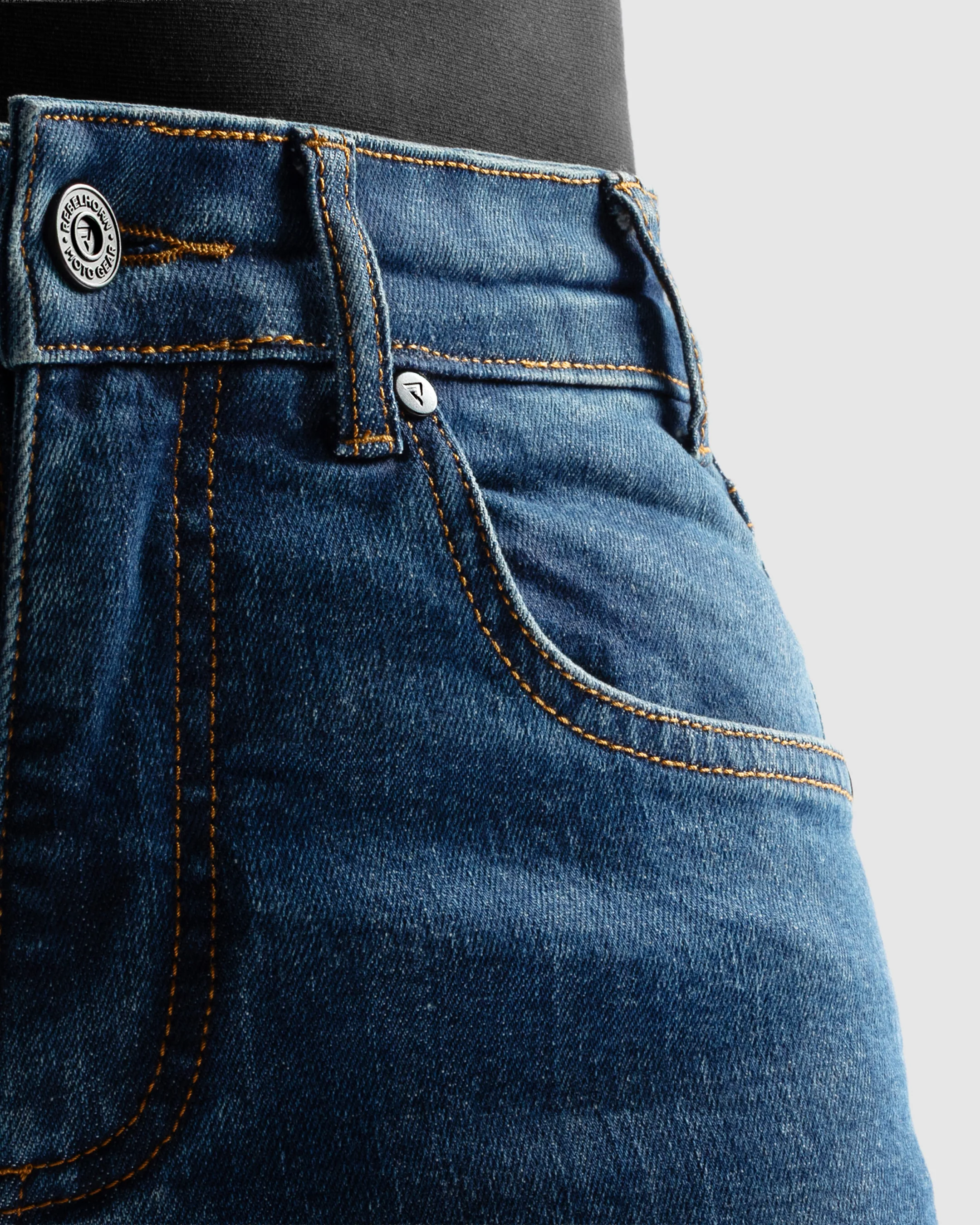 Classic Mono Women’s Motorcycle Jeans Washed Blue - Image 7