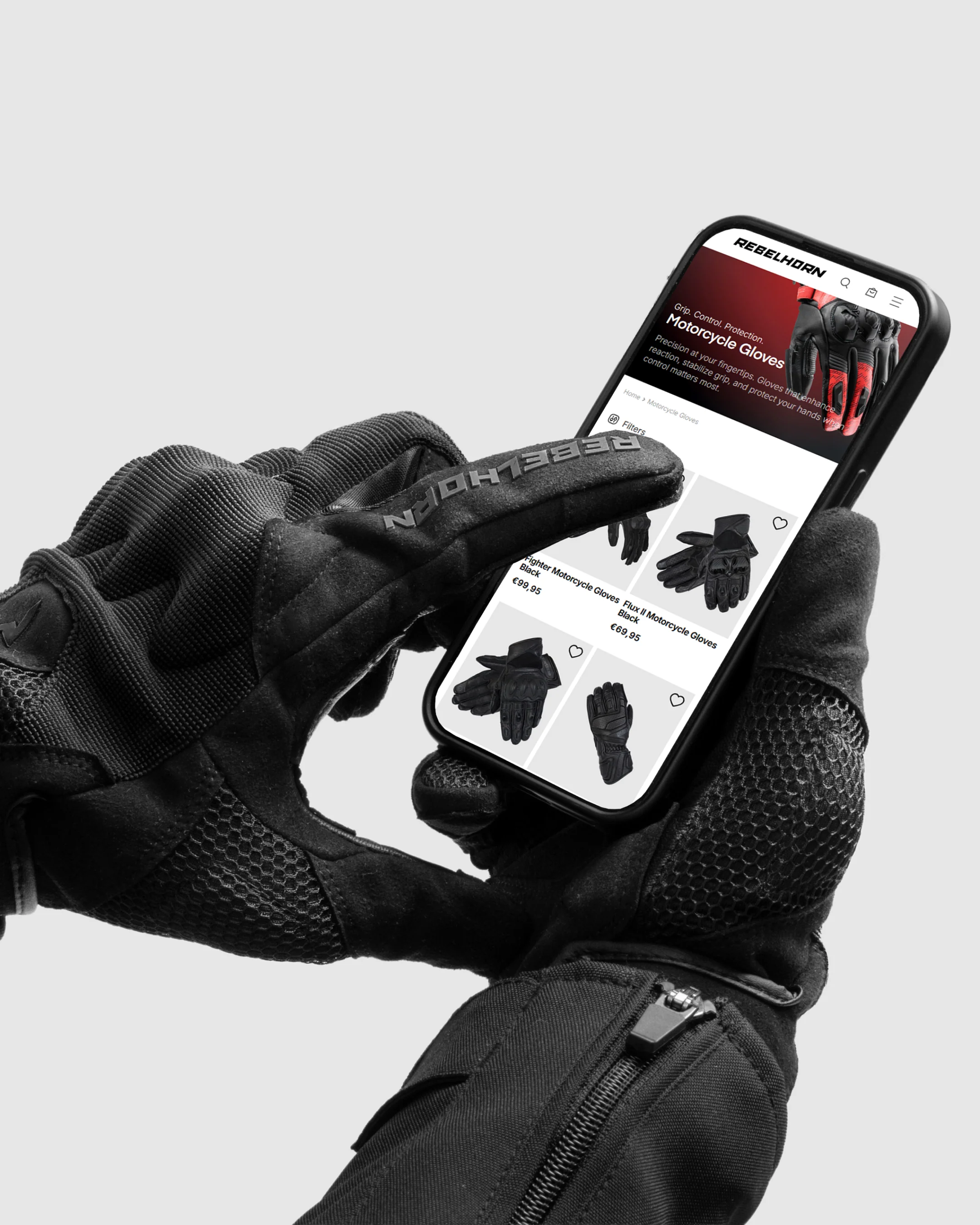 Core Motorcycle Gloves Black - Image 6