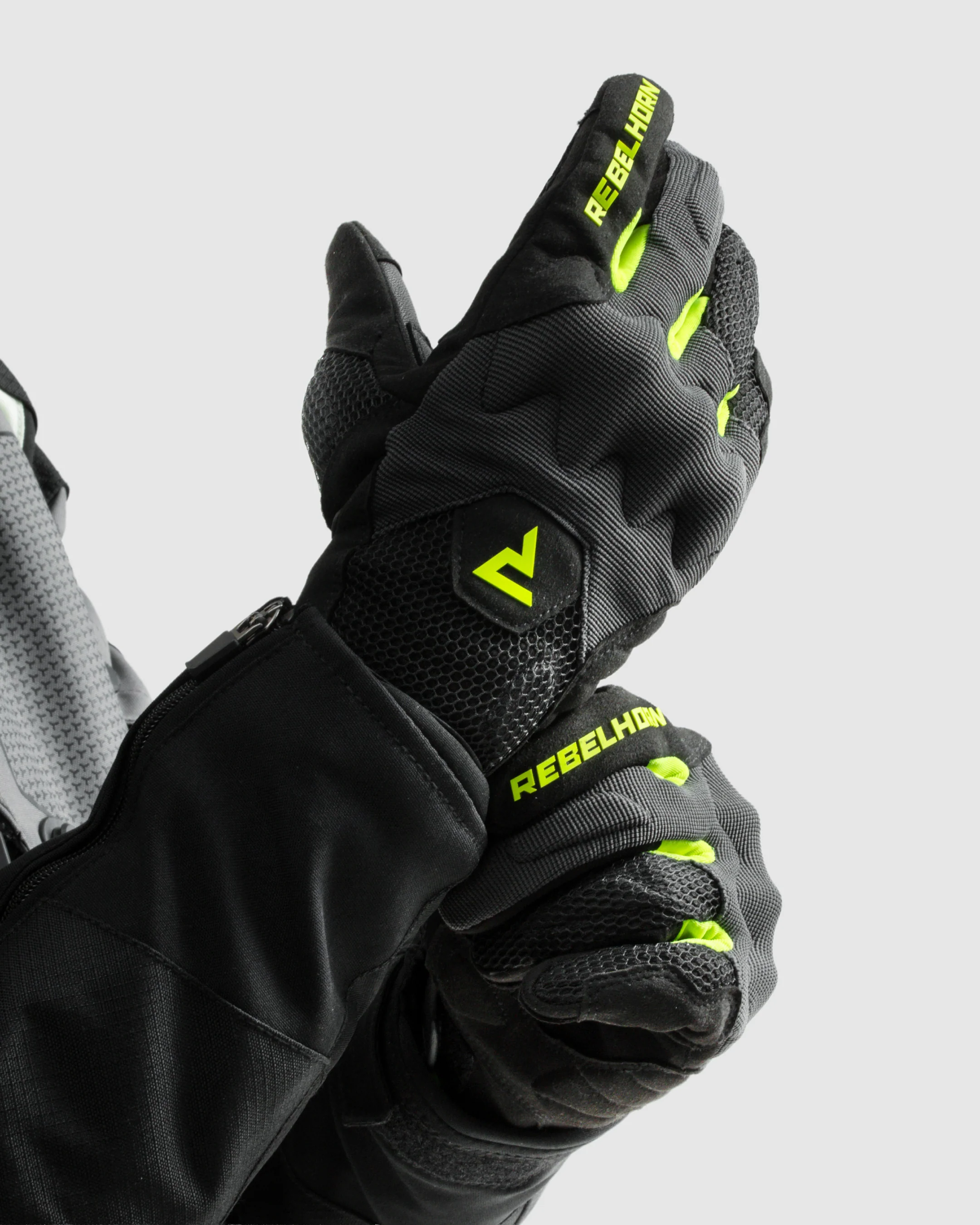 Core Motorcycle Gloves Fluo Yellow - Image 3