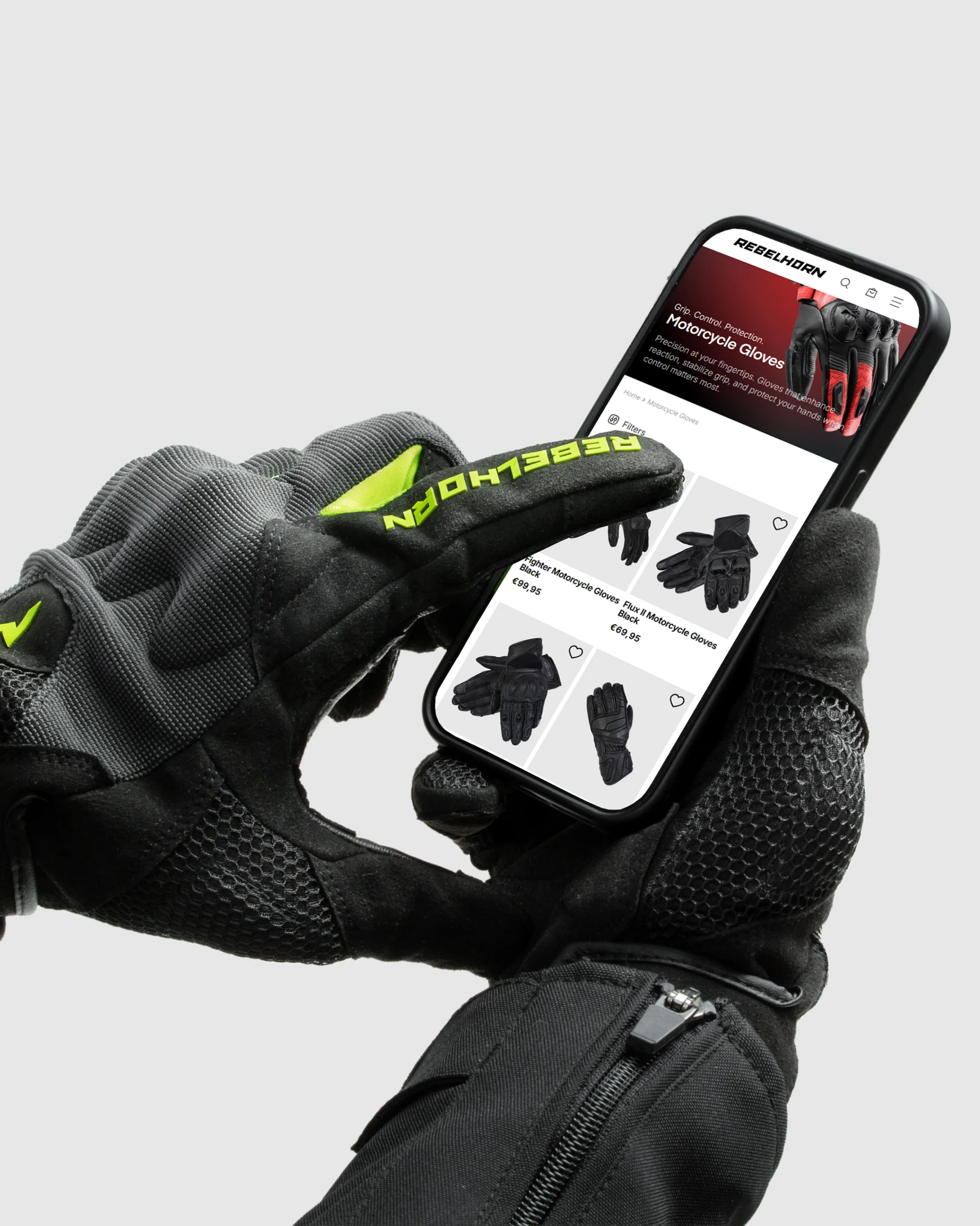 Core Motorcycle Gloves Fluo Yellow - Image 6