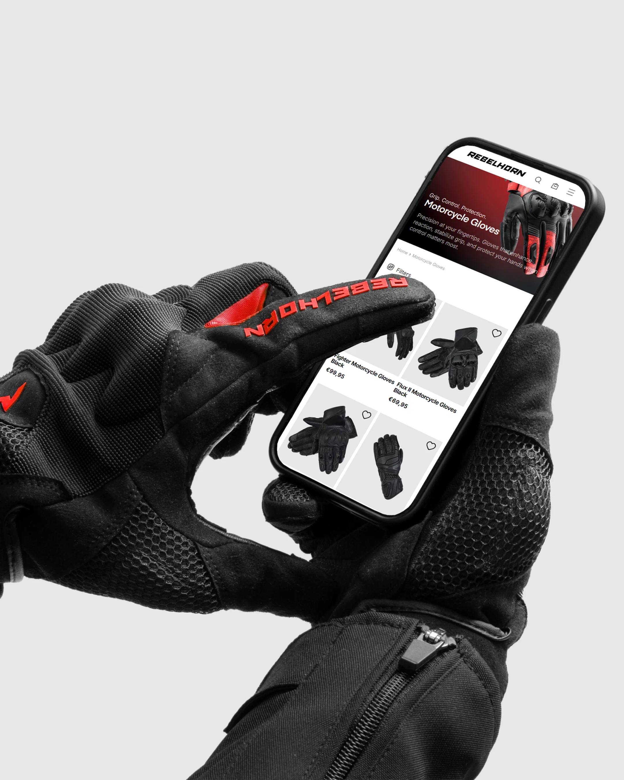 Core Motorcycle Gloves Red - Image 6