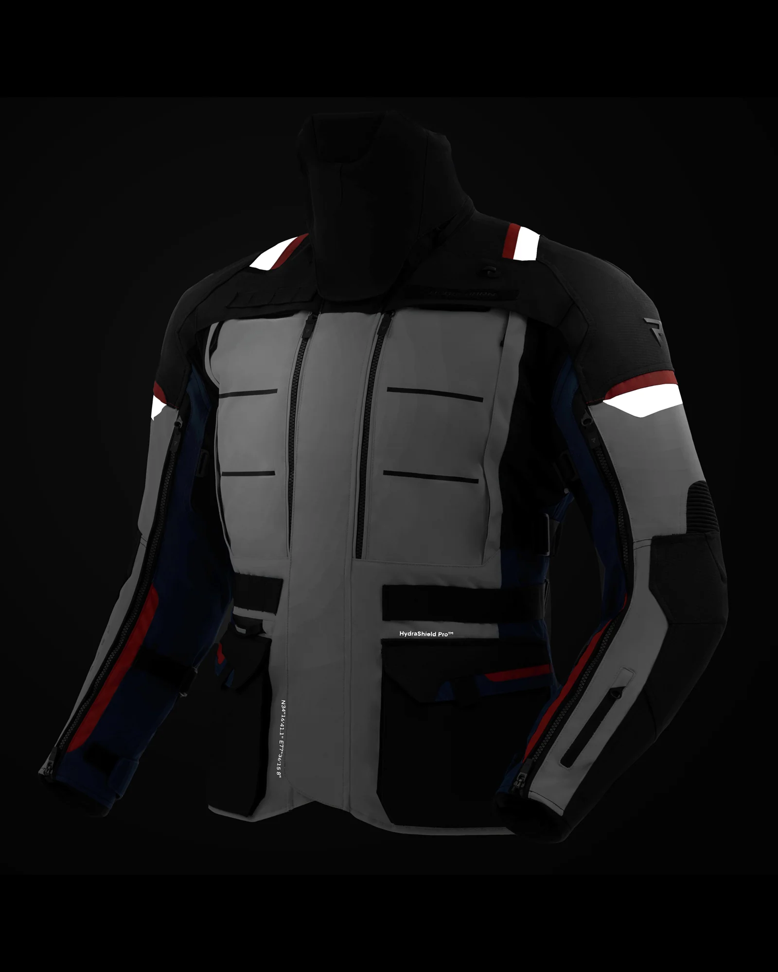 Cubby V Motorcycle Jacket Light Grey, Blue - Image 13