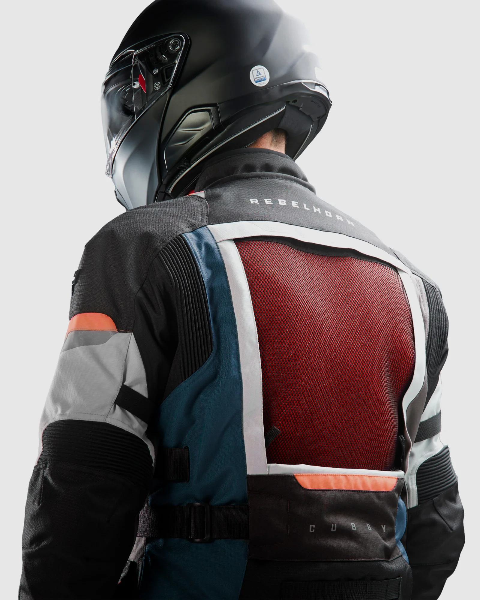 Cubby V Motorcycle Jacket Light Grey, Blue - Image 4