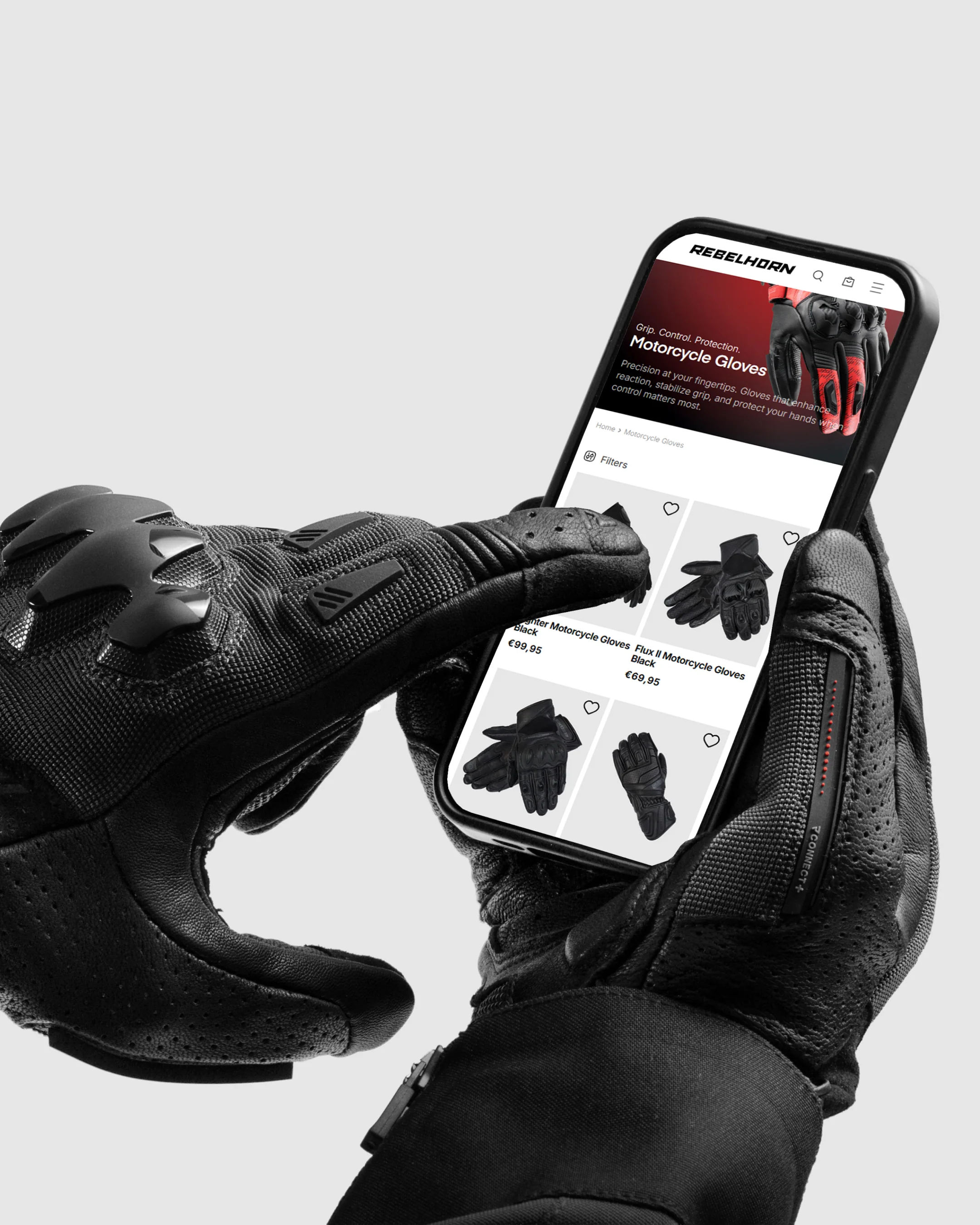 Defender Motorcycle Gloves Black - Image 6
