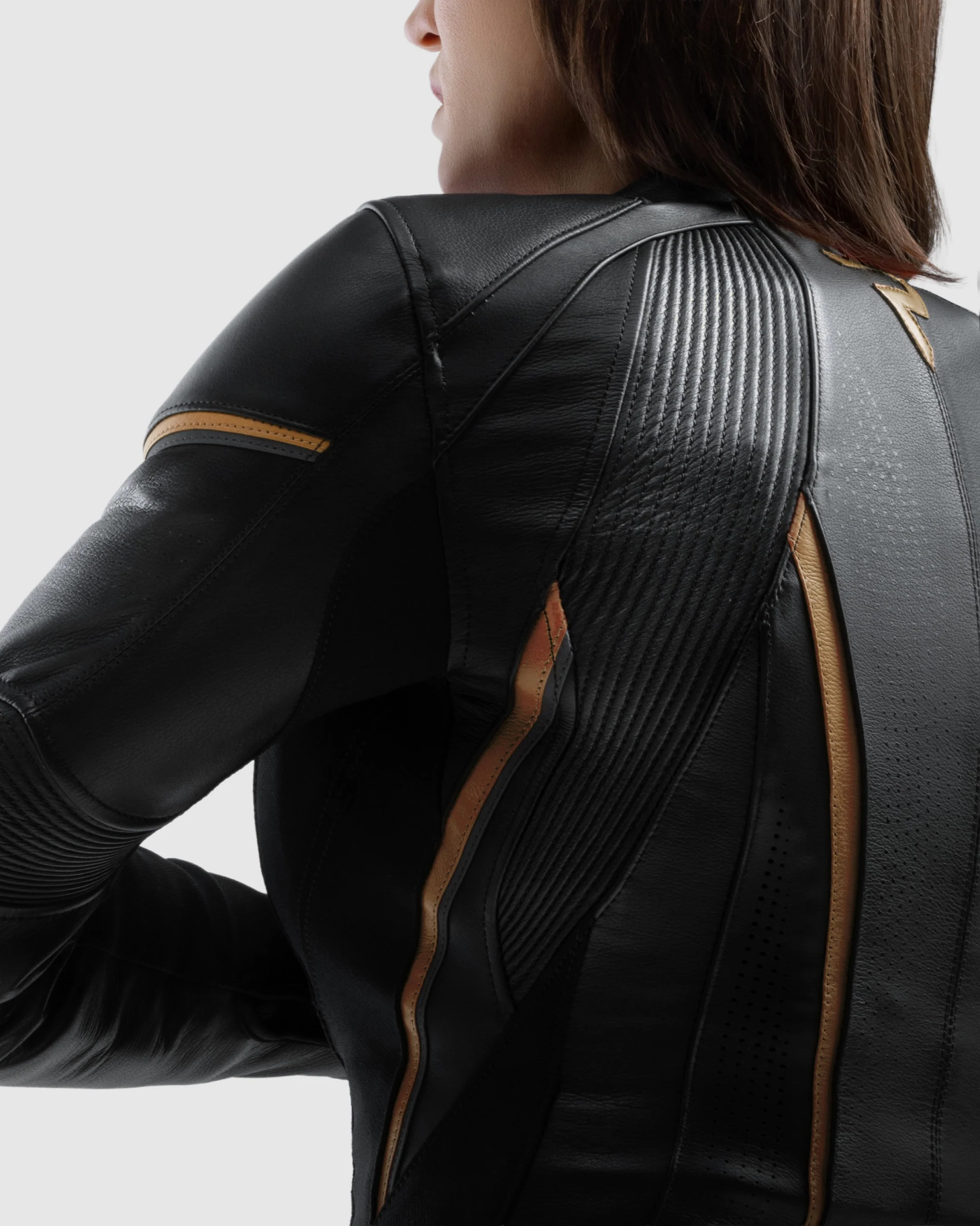 Diva ST Women’s Motorcycle Jacket Gold - Image 9