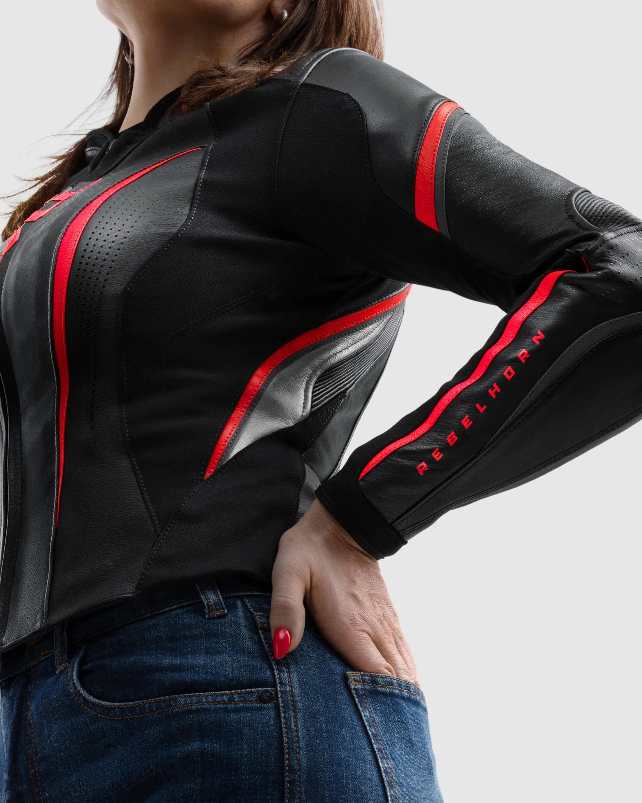 Diva ST Women’s Motorcycle Jacket Red - Image 4