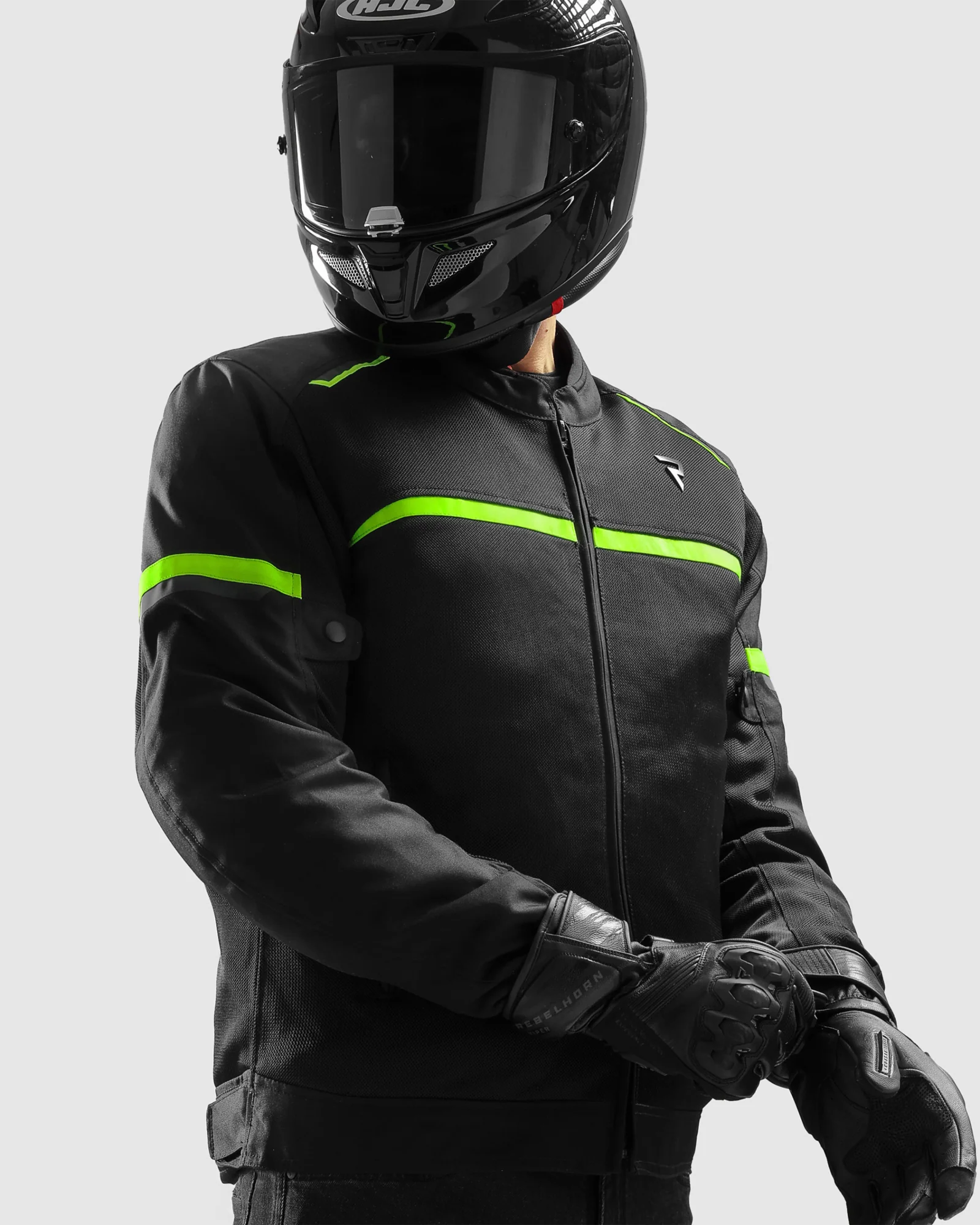 Echo Motorcycle Jacket Black, Fluo Yellow - Image 3