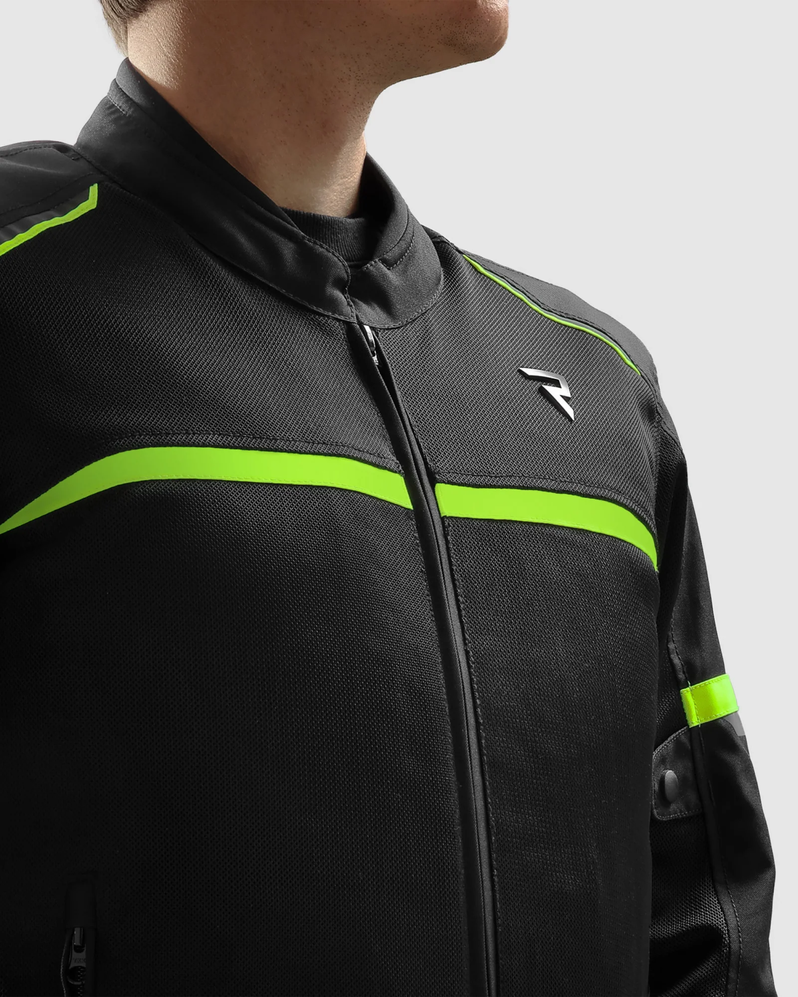 Echo Motorcycle Jacket Black, Fluo Yellow - Image 4