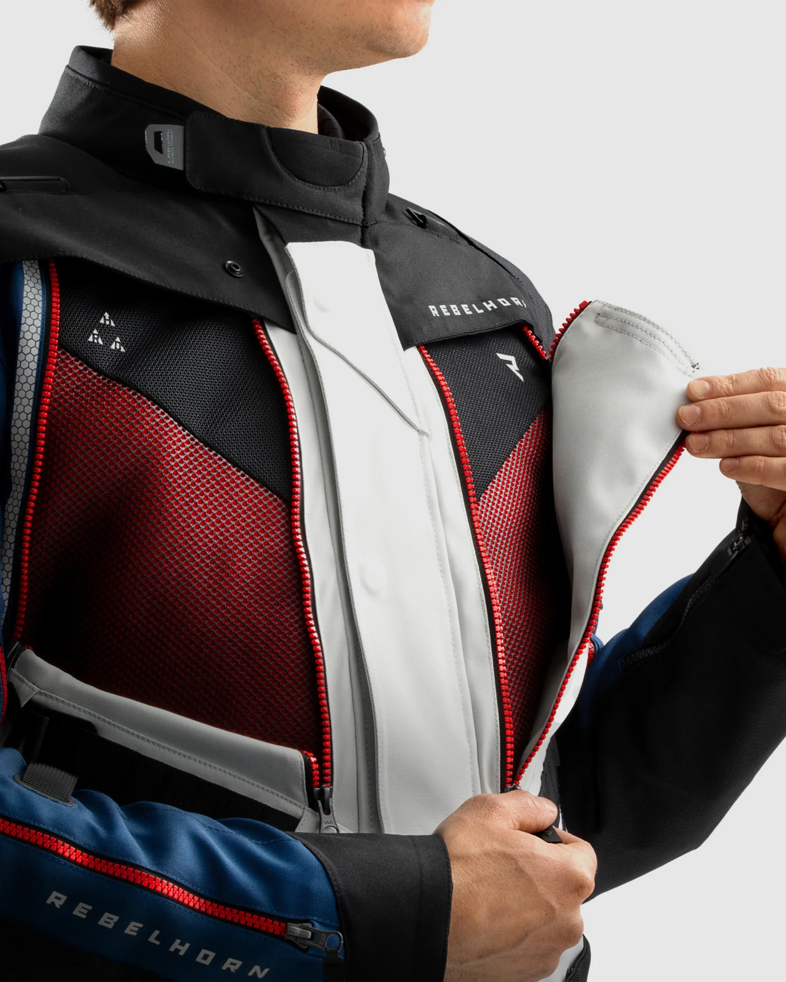 Hardy 3.0 Motorcycle Jacket Grey, Blue, Red - Image 4