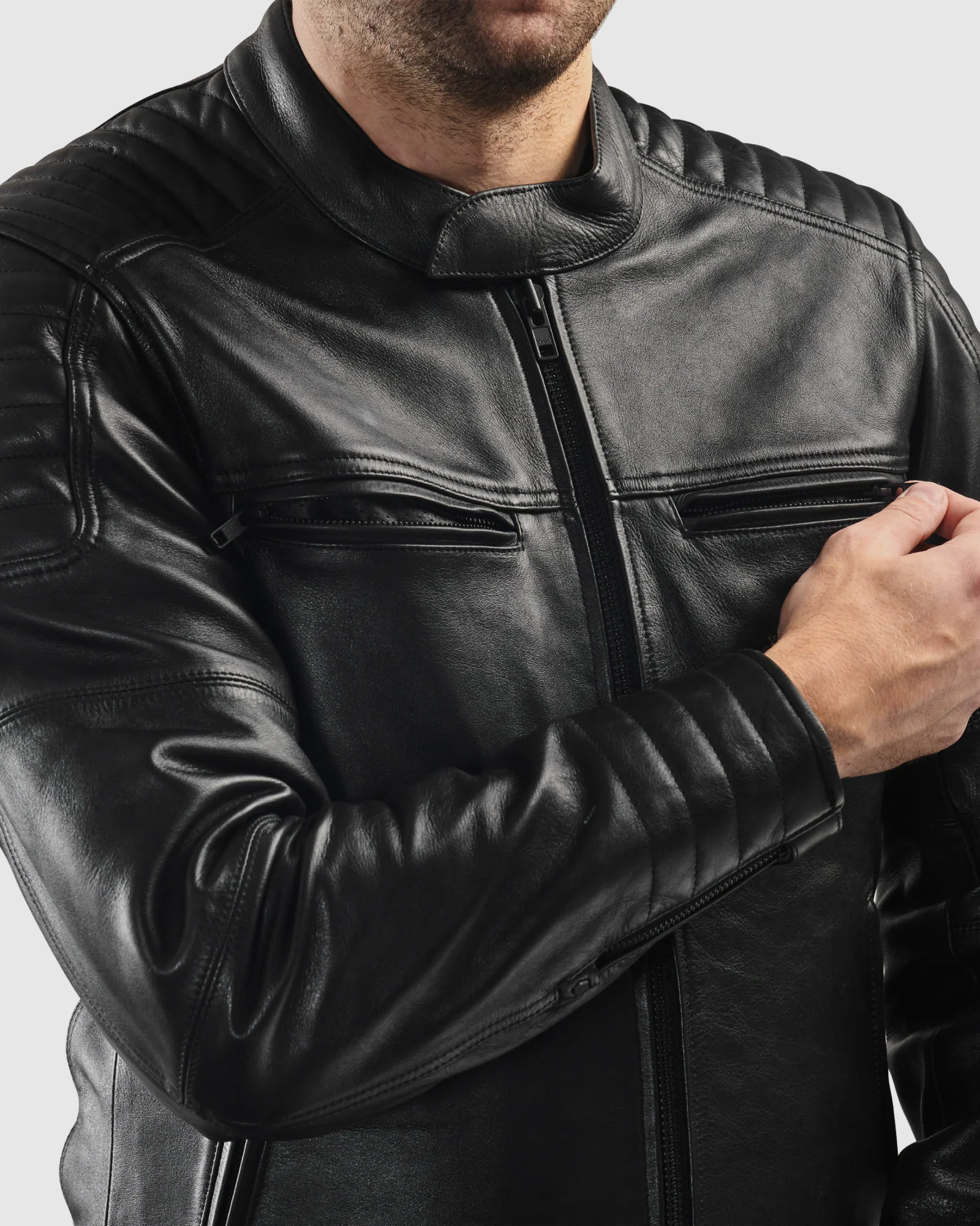Hunter II Leather Jacket Black - Image 3