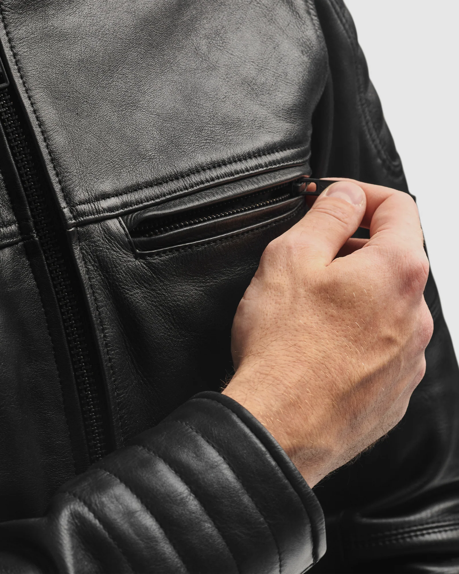 Hunter II Leather Jacket Black - Image 4