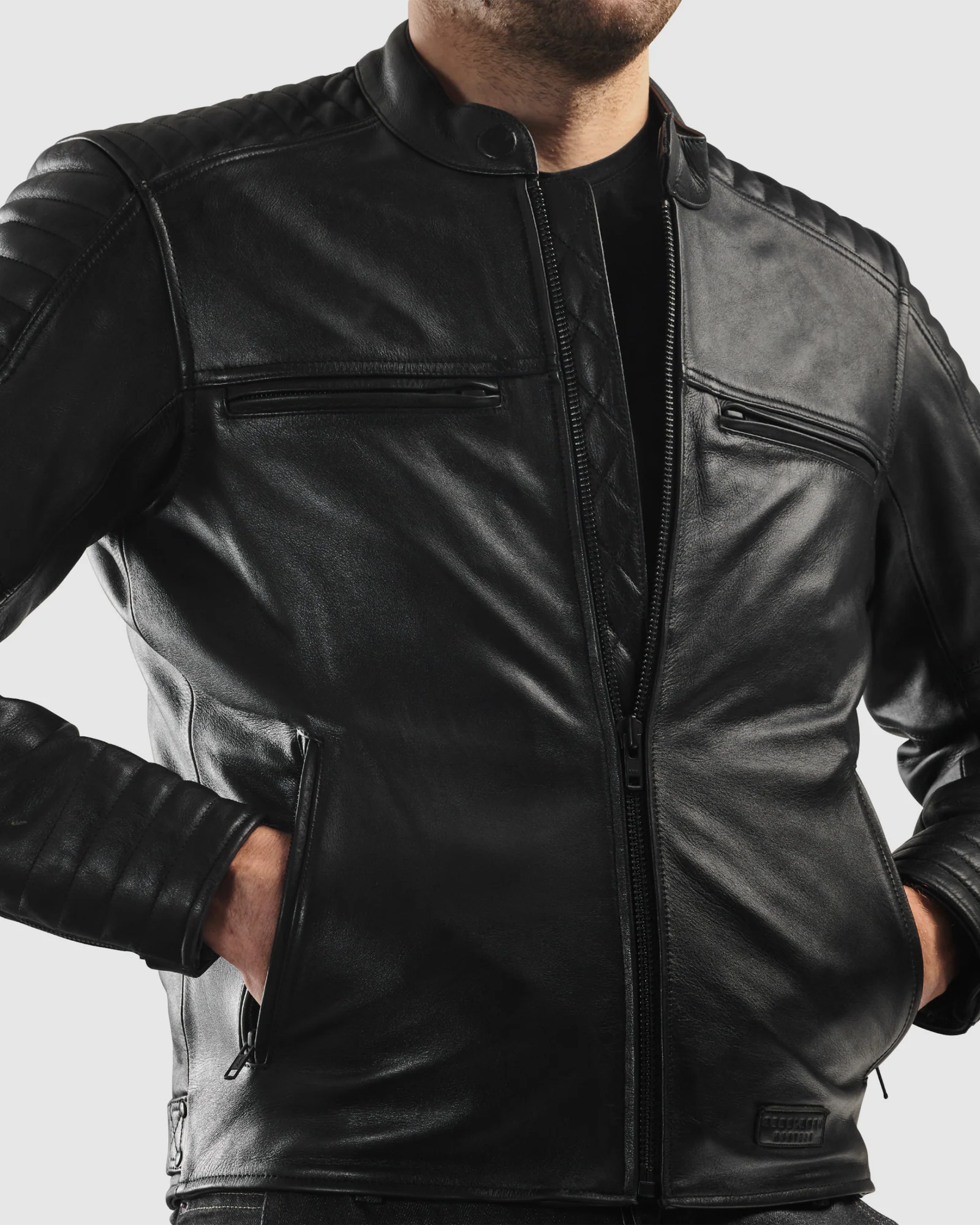 Hunter II Leather Jacket Black - Image 8