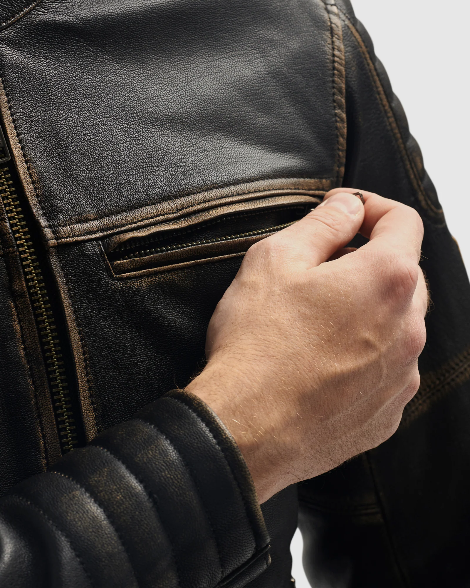 Hunter II Leather Jacket Vintage Brown - Image 4