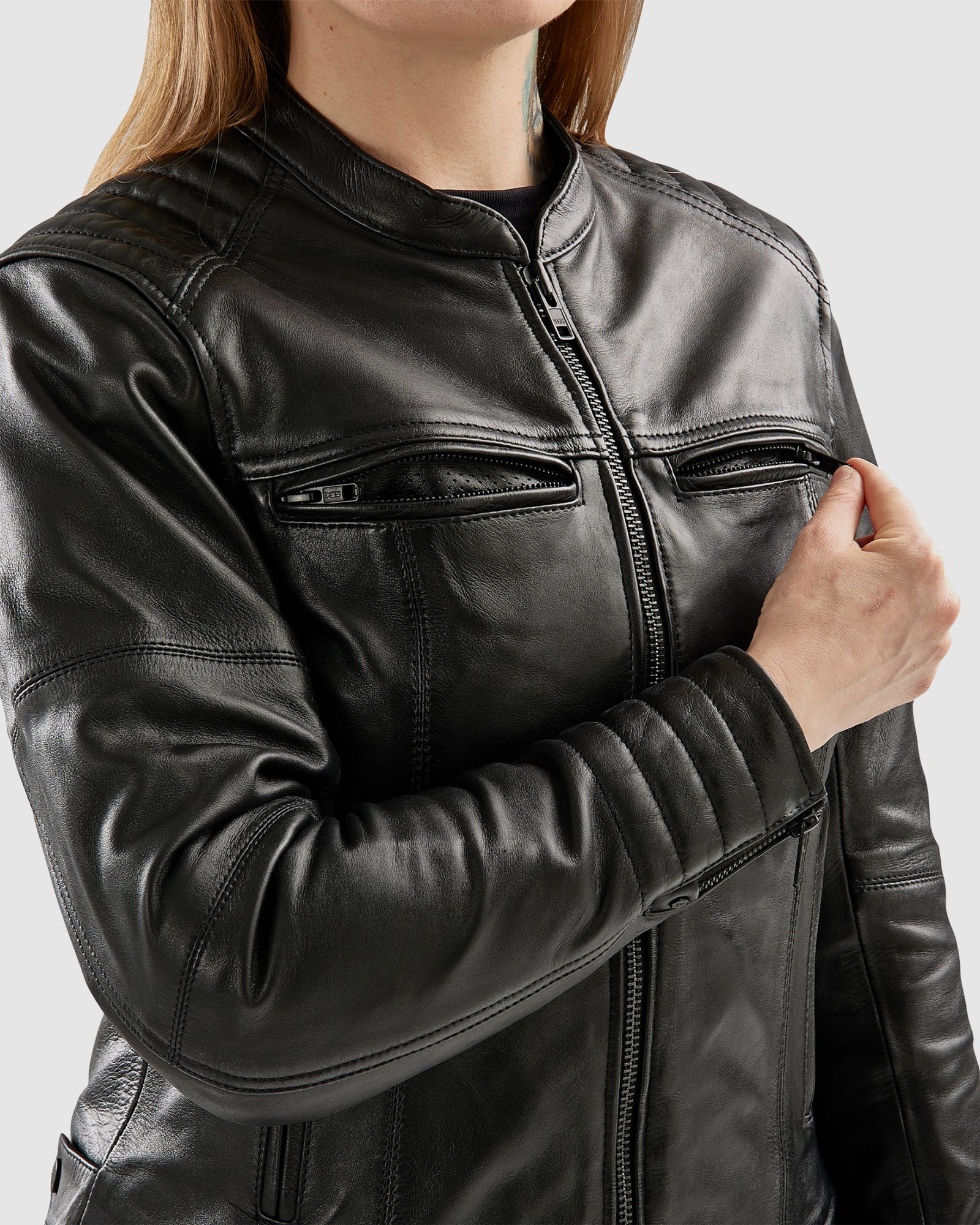 Hunter II Women's Leather Jacket Black - Image 3