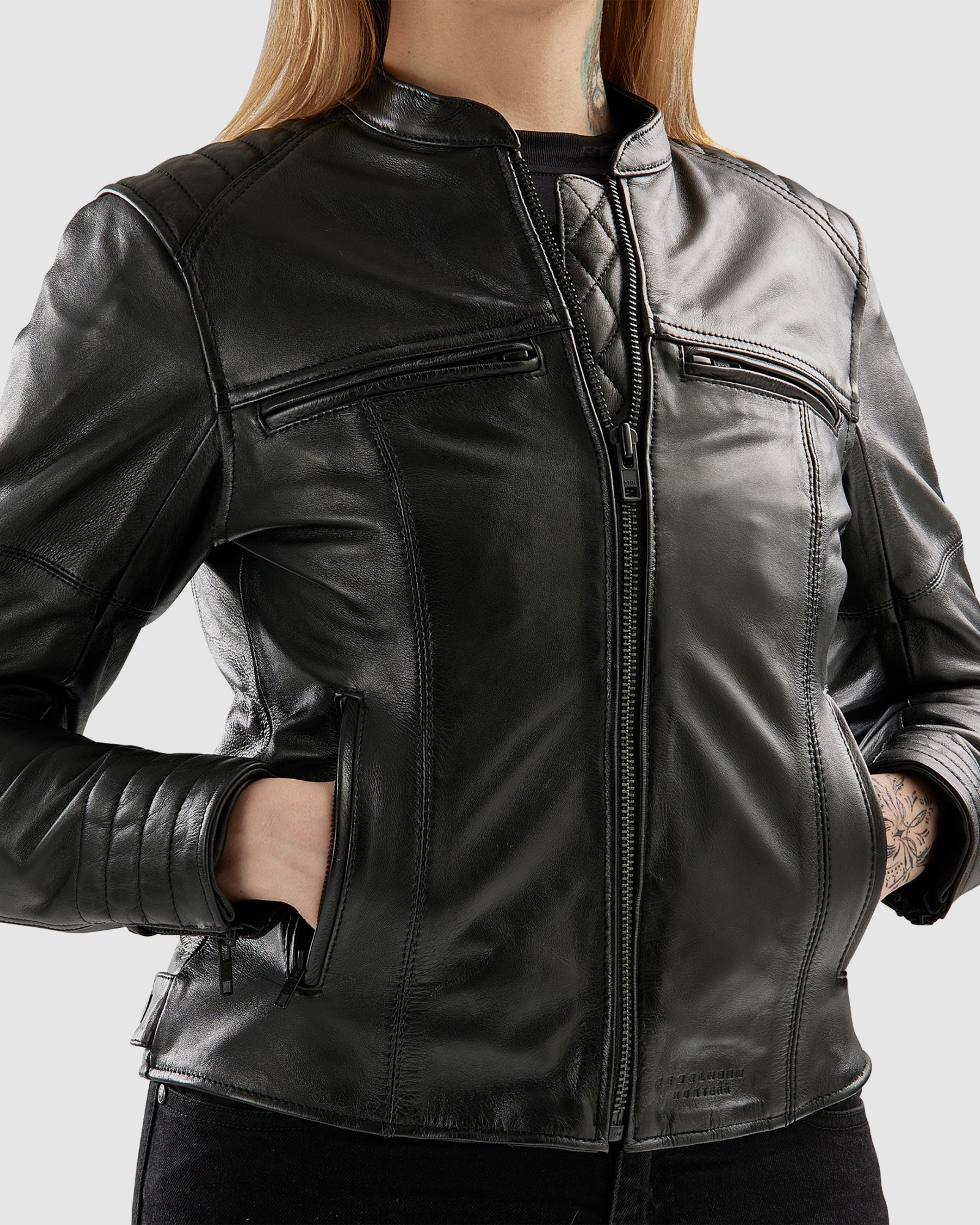 Hunter II Women's Leather Jacket Black - Image 7