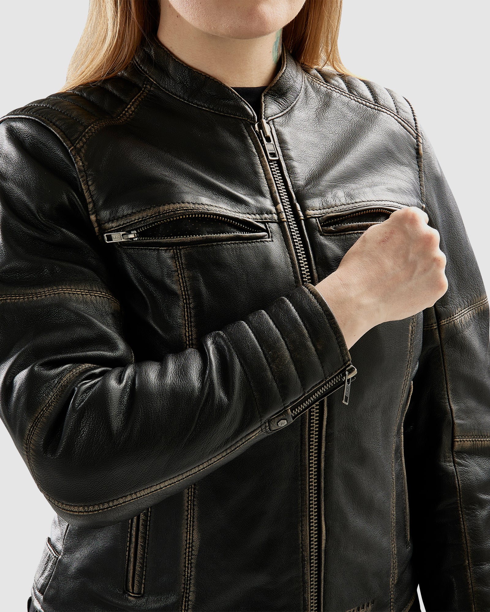 Hunter II Women's Leather Jacket Vintage Brown - Image 3