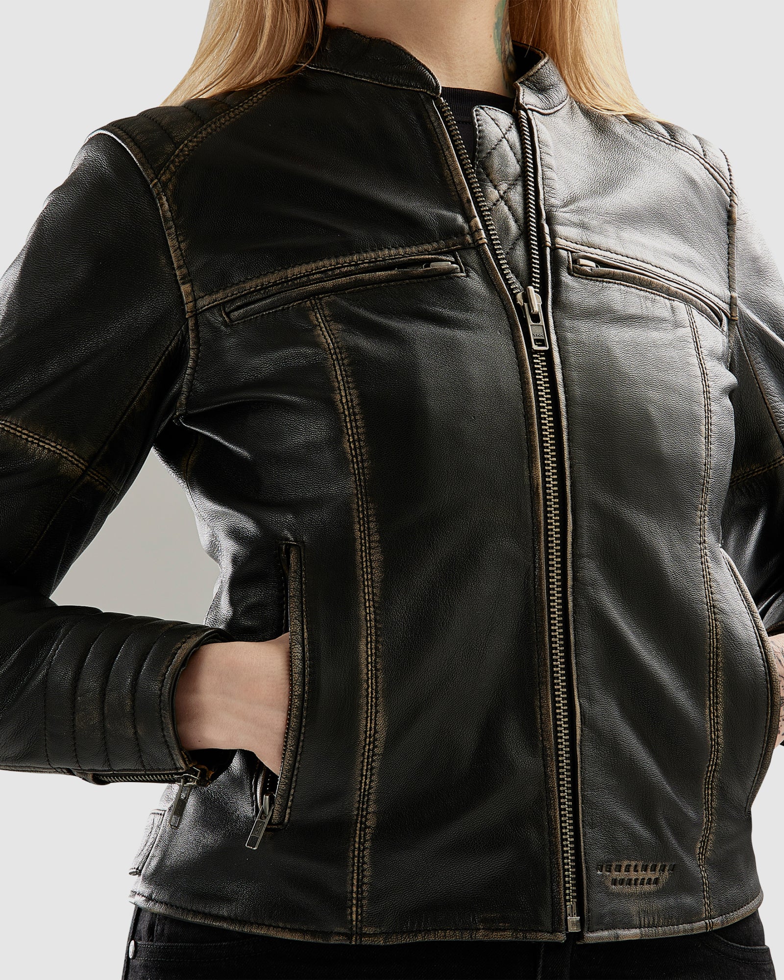 Hunter II Women's Leather Jacket Vintage Brown - Image 7