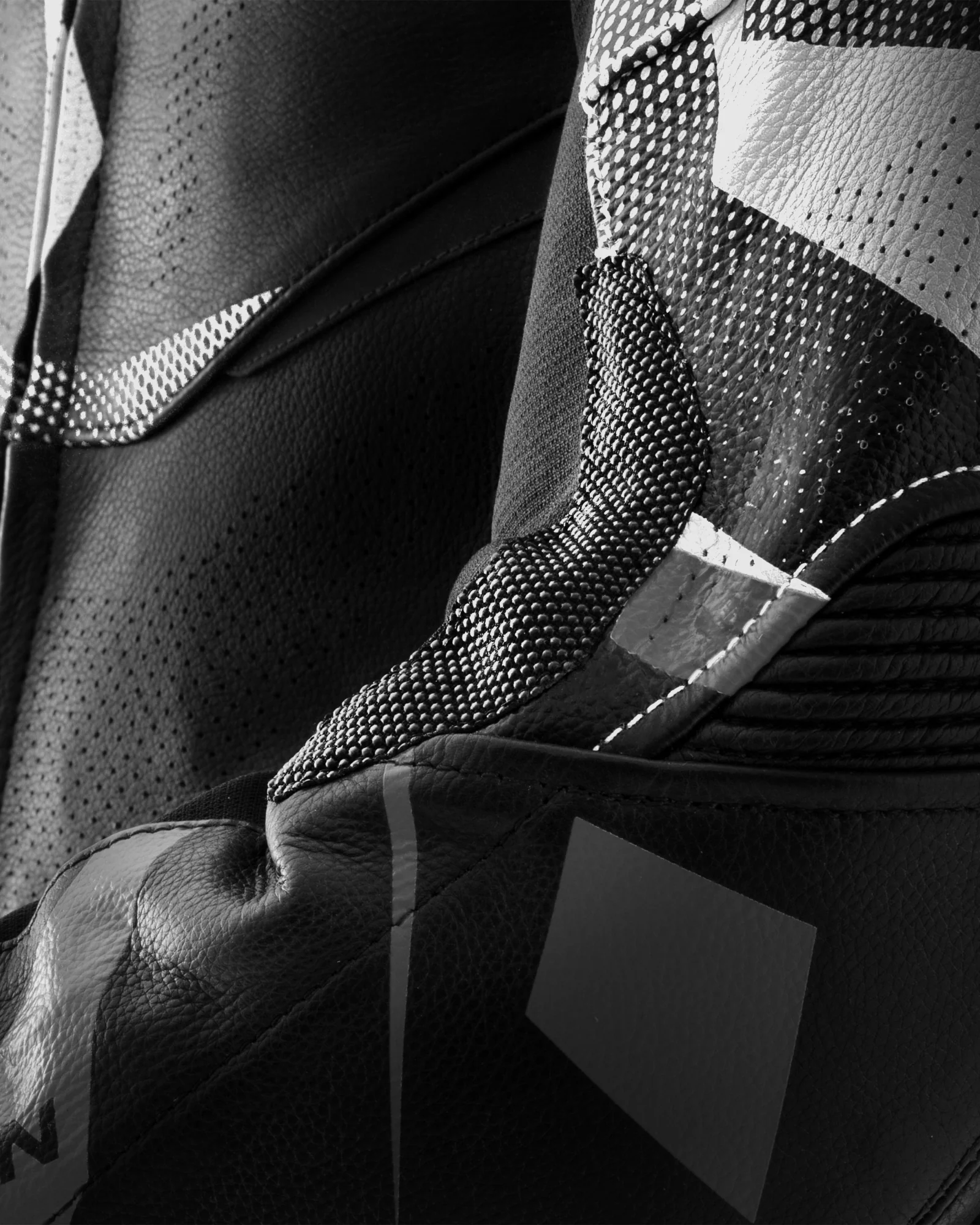 Inferno Leather Motorcycle Jacket Black White - Image 13
