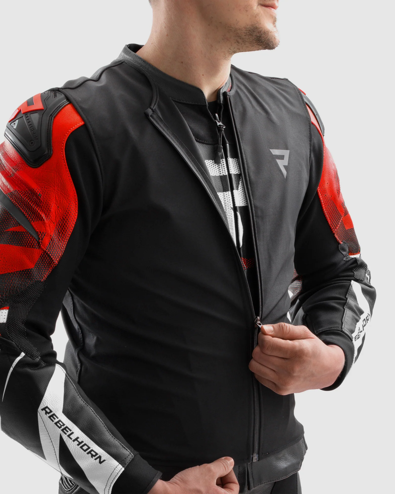 Inferno Leather Motorcycle Jacket Blue Red - Image 16
