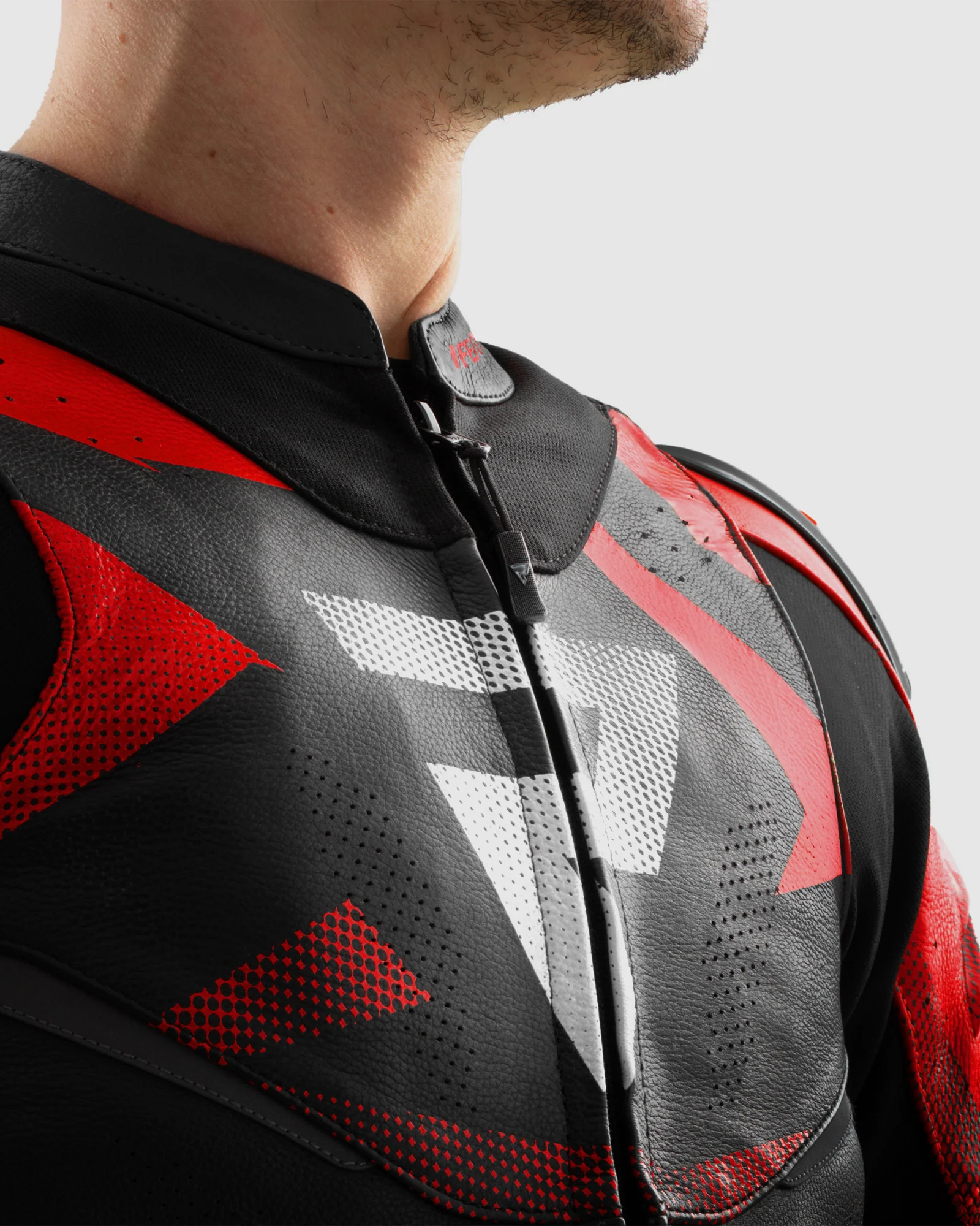 Inferno Leather Motorcycle Jacket Blue Red - Image 4