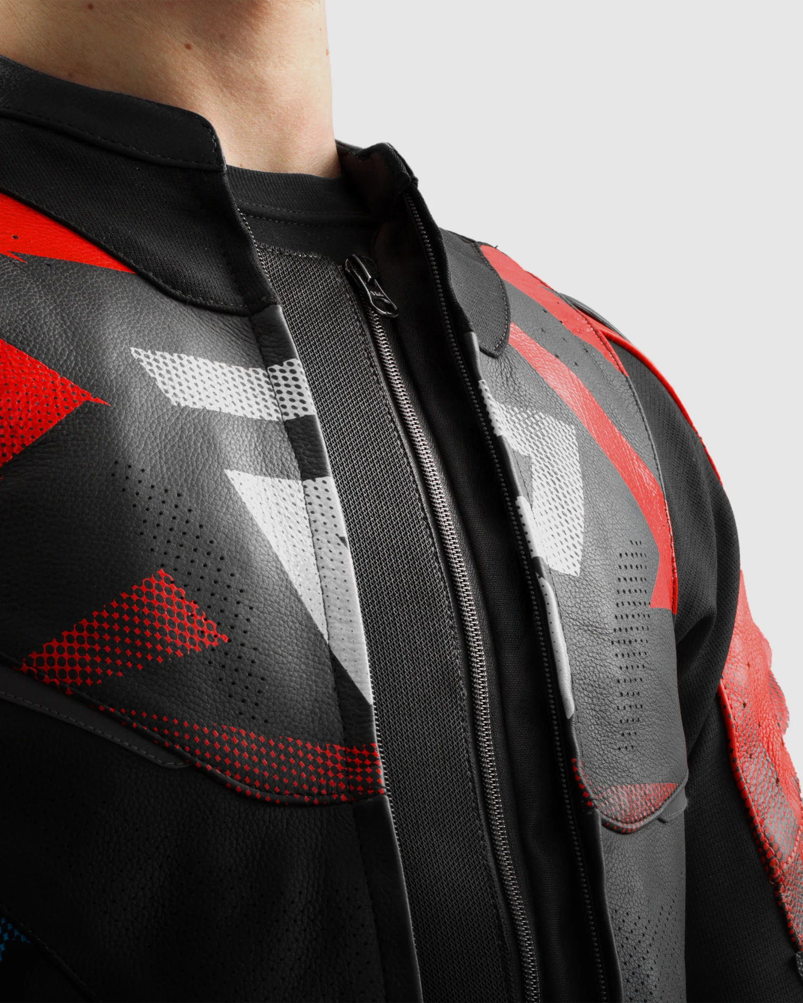 Inferno Leather Motorcycle Jacket Blue Red - Image 7