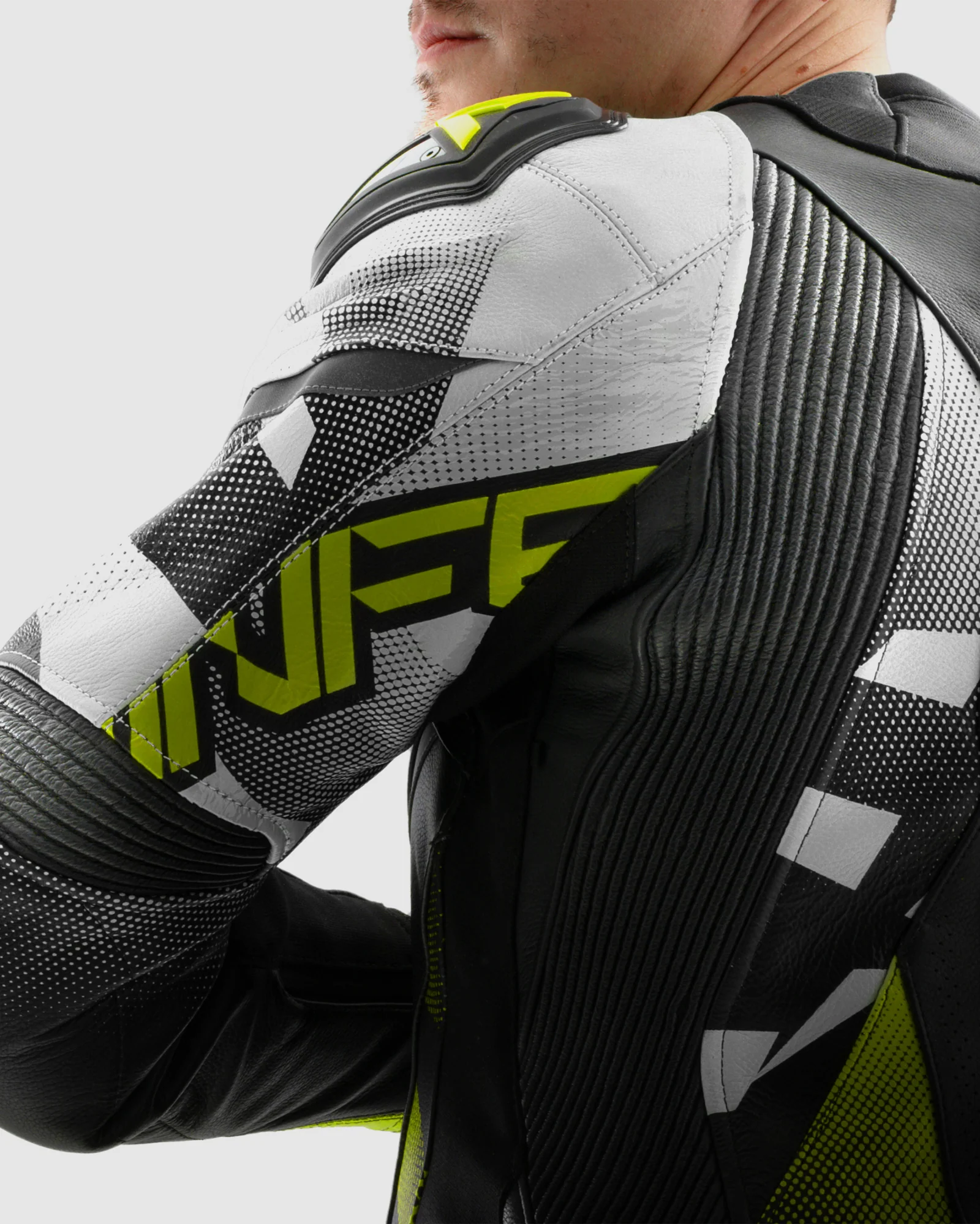 Inferno Leather Motorcycle Jacket Fluo Yellow - Image 10