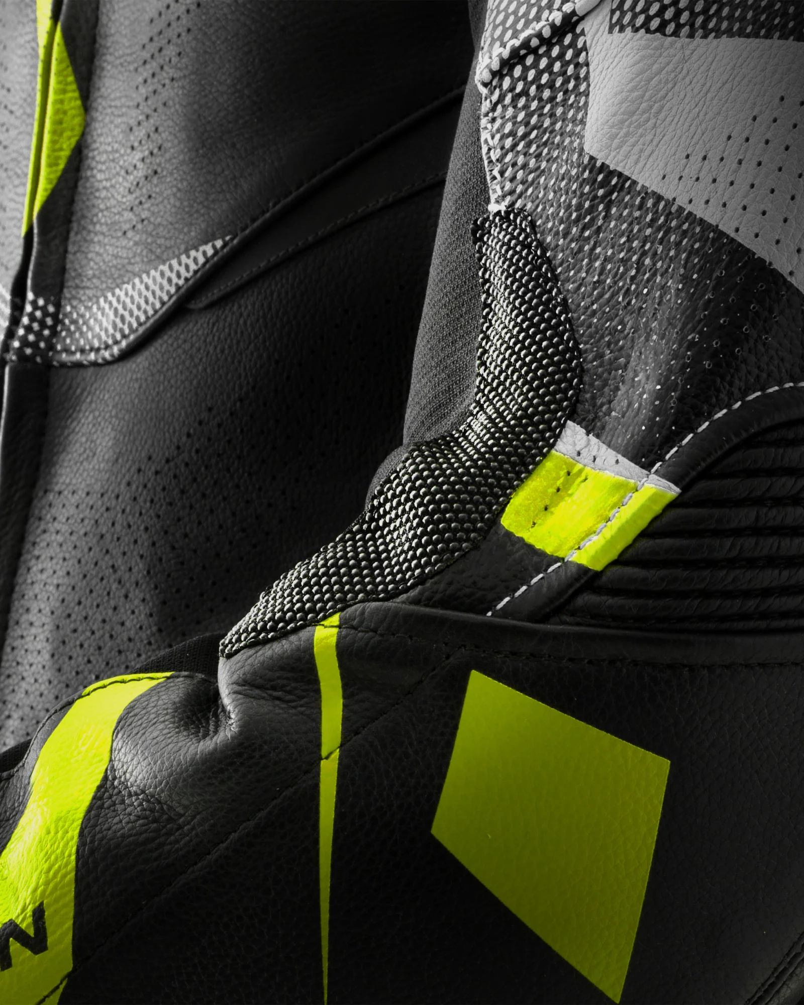 Inferno Leather Motorcycle Jacket Fluo Yellow - Image 13
