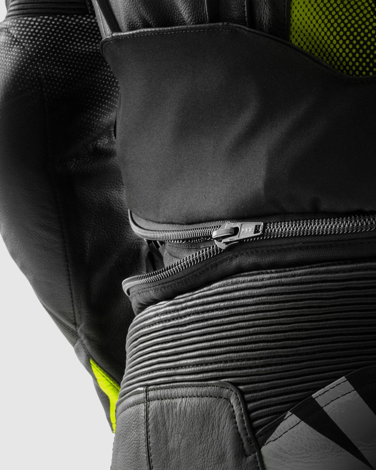 Inferno Leather Motorcycle Jacket Fluo Yellow - Image 14