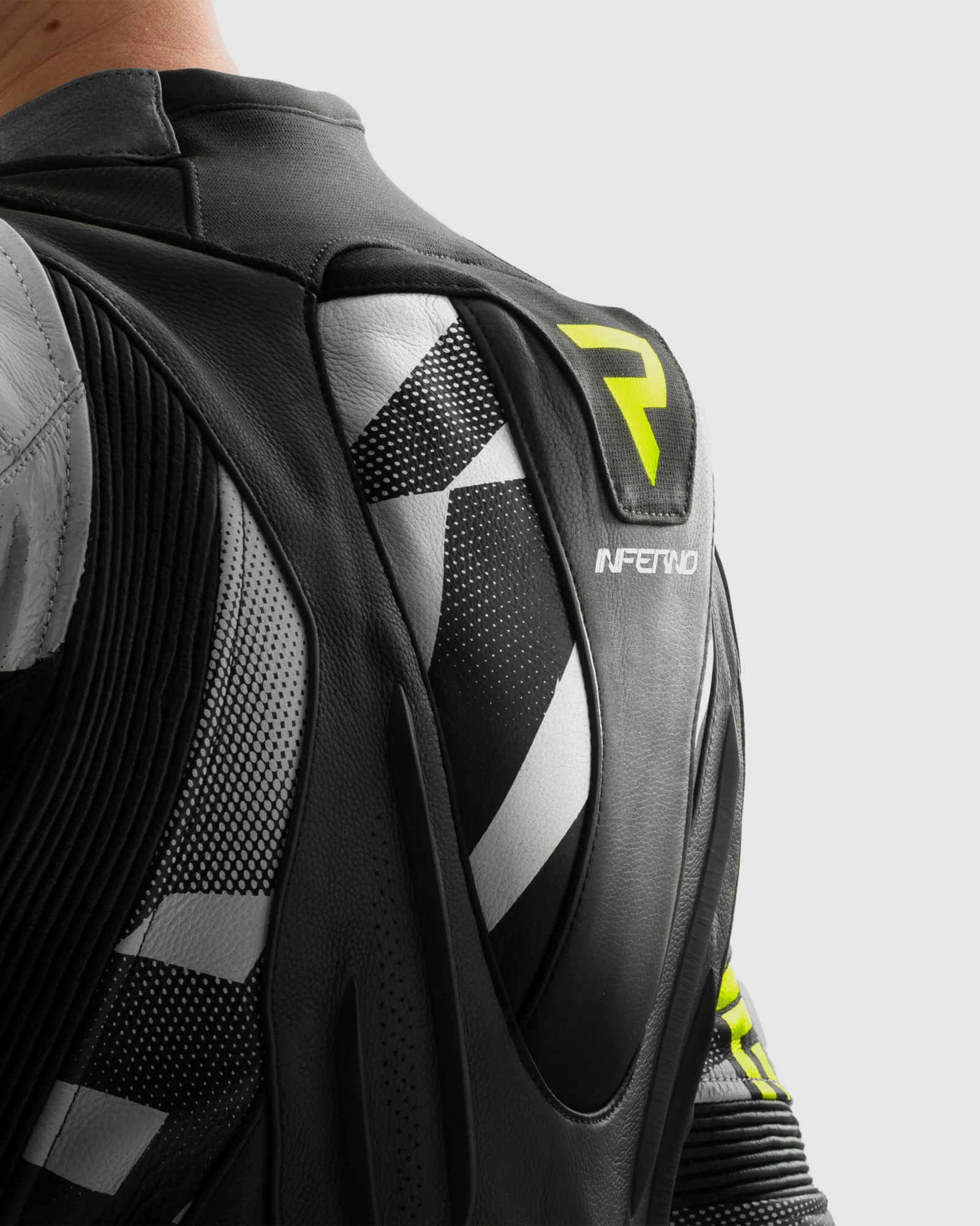 Inferno Leather Motorcycle Jacket Fluo Yellow - Image 15