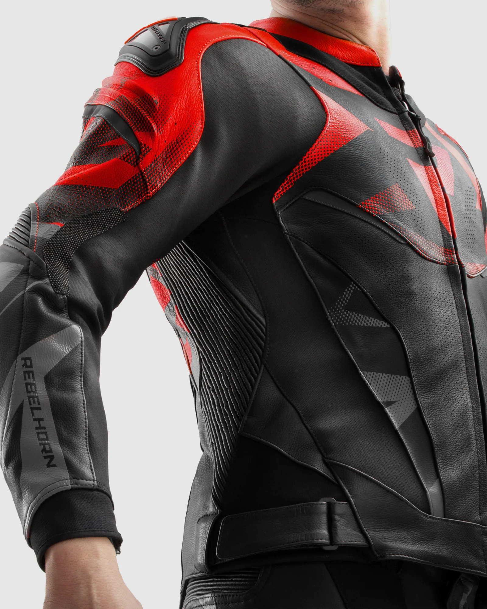 Inferno Leather Motorcycle Jacket Red - Image 11