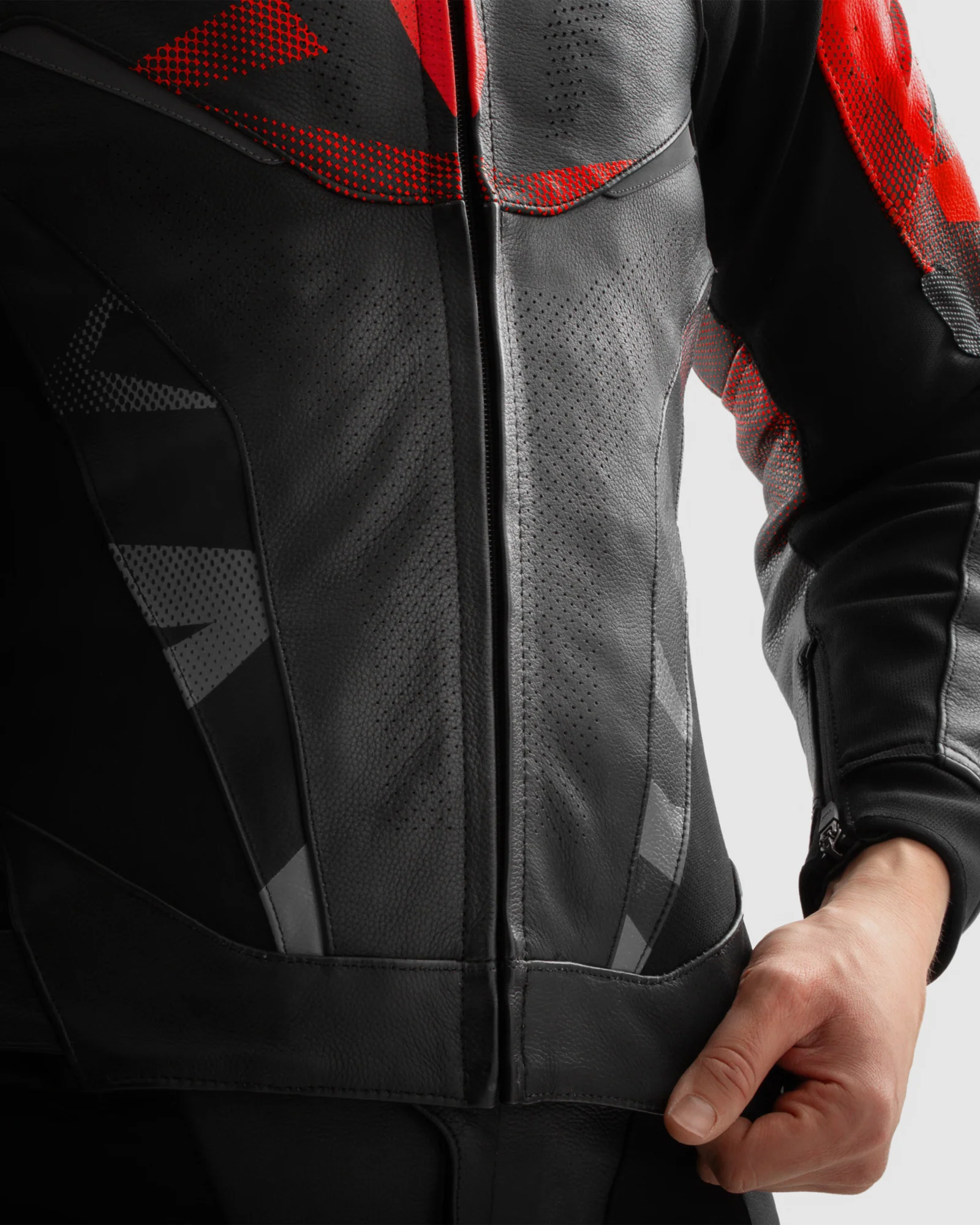 Inferno Leather Motorcycle Jacket Red - Image 4