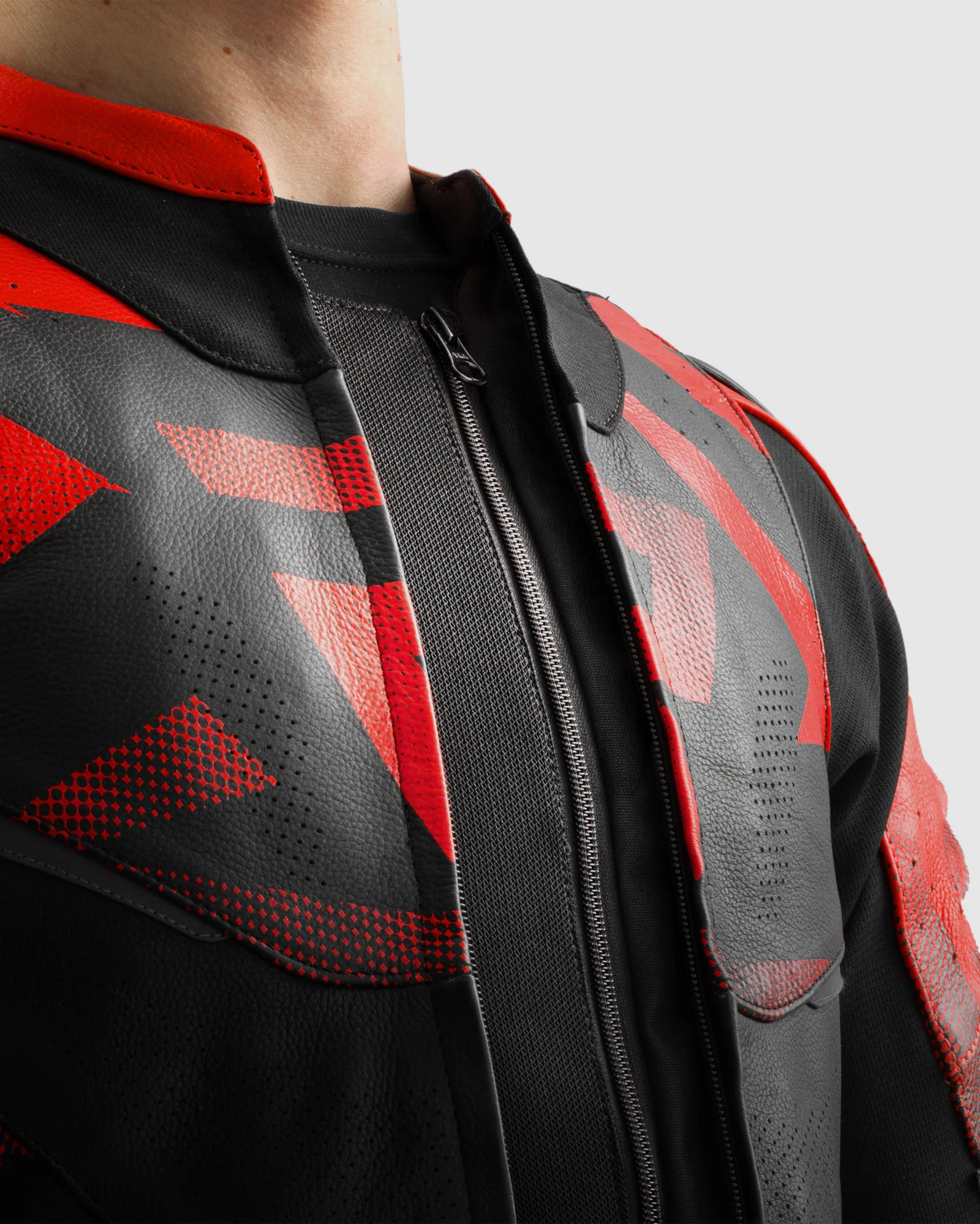 Inferno Leather Motorcycle Jacket Red - Image 7