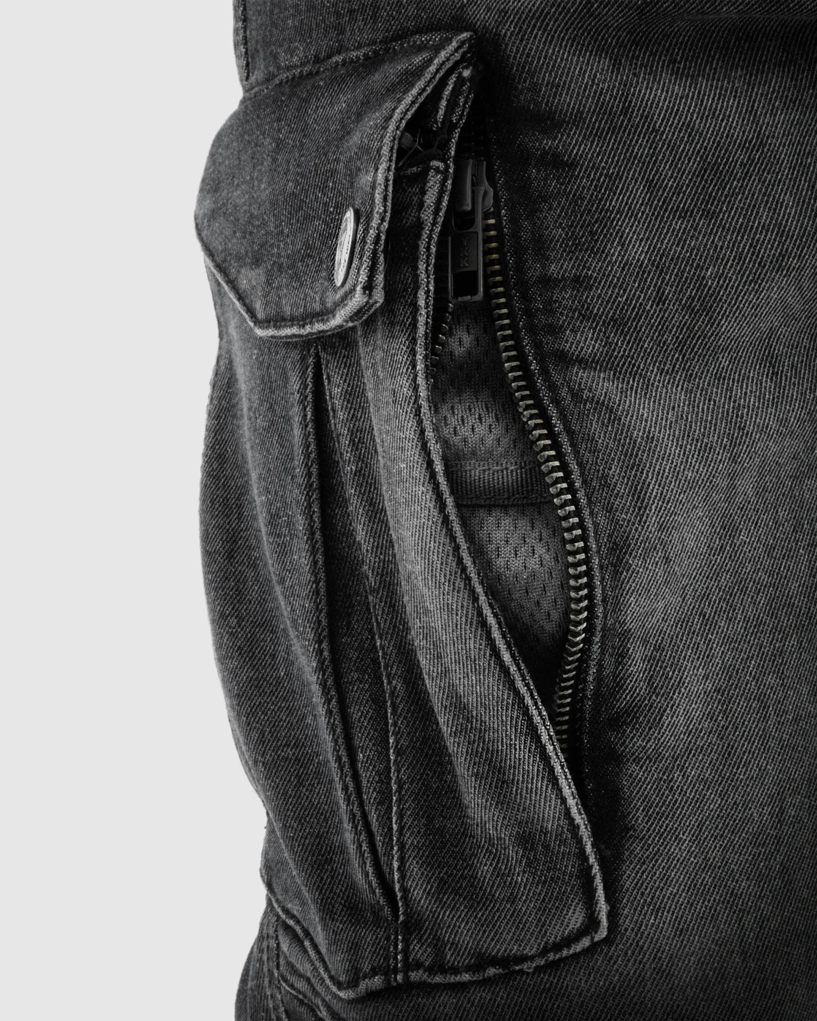 Vandal Motorcycle Jeans Monolayer Washed Black - Image 5