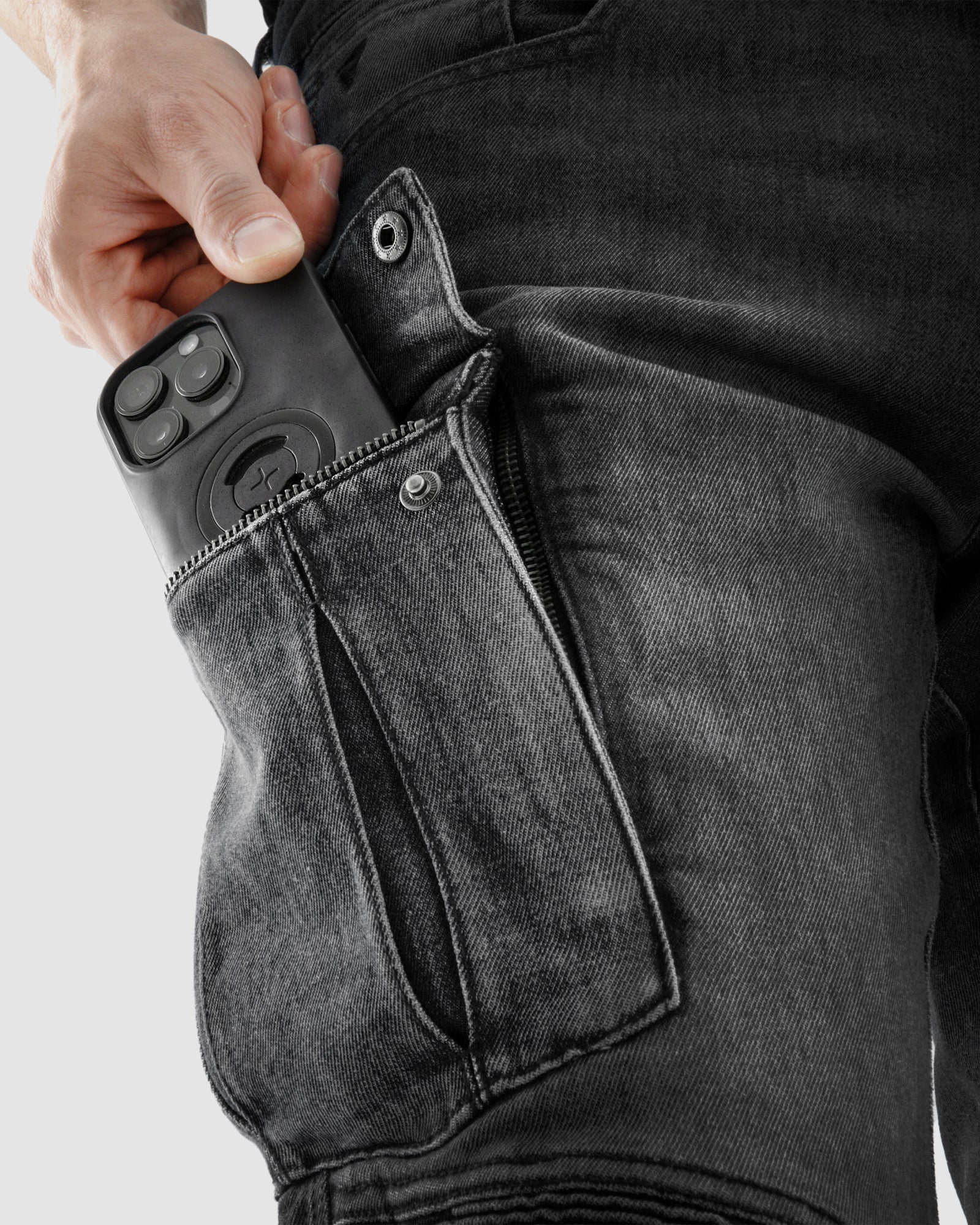 Vandal Motorcycle Jeans Monolayer Washed Black - Image 6