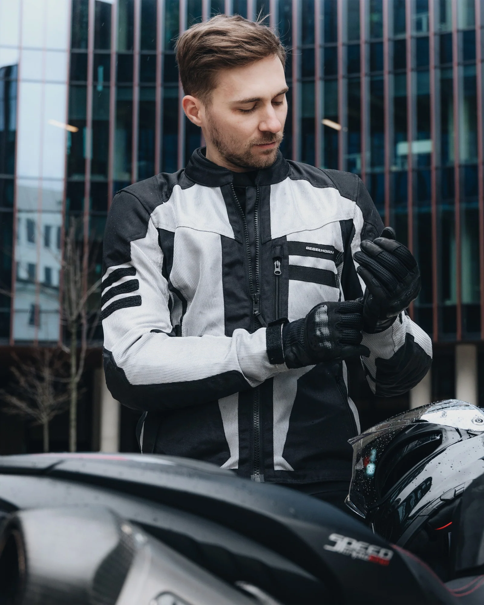 Scandal II Motorcycle Jacket Grey - Image 6