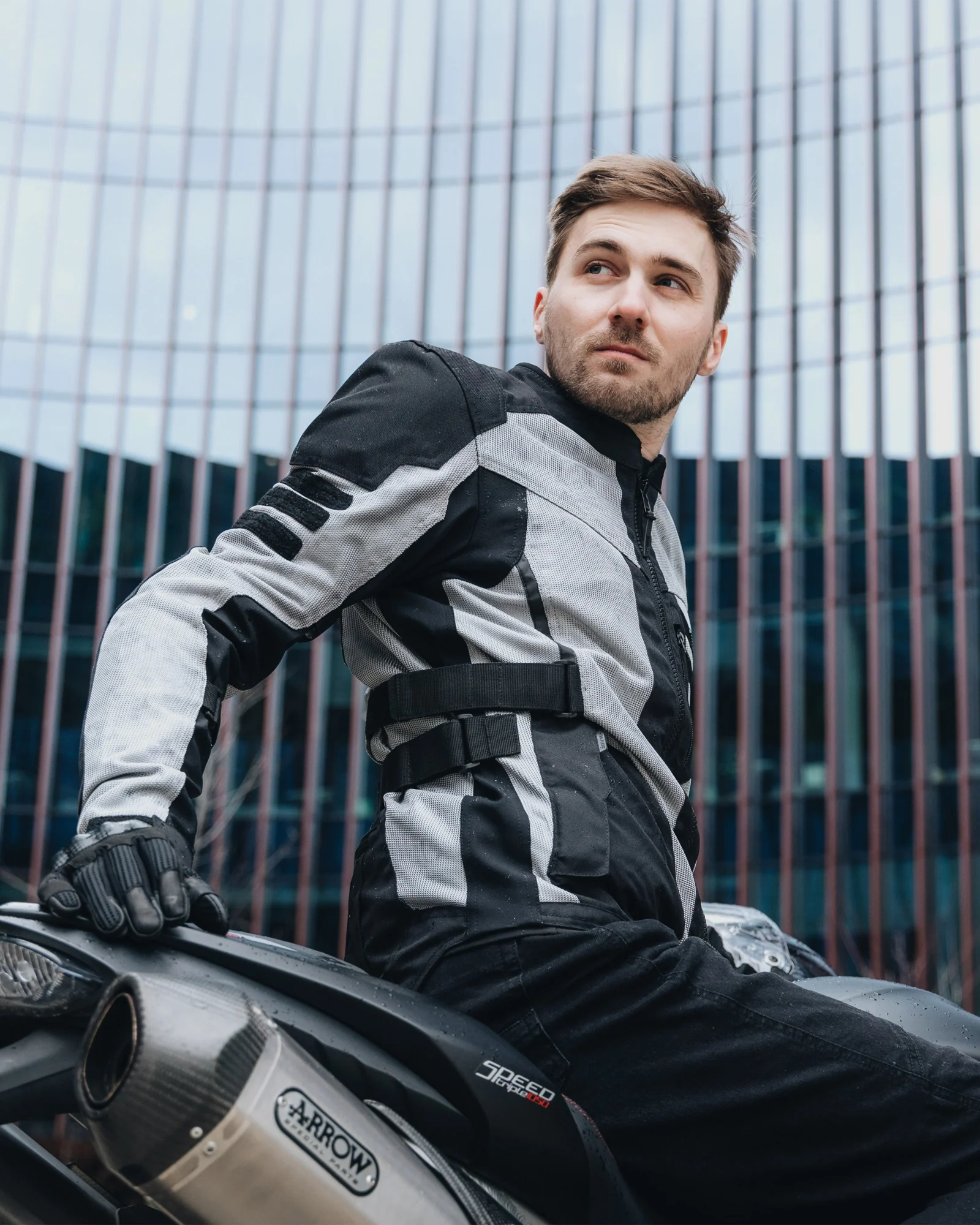 Scandal II Motorcycle Jacket Grey - Image 8