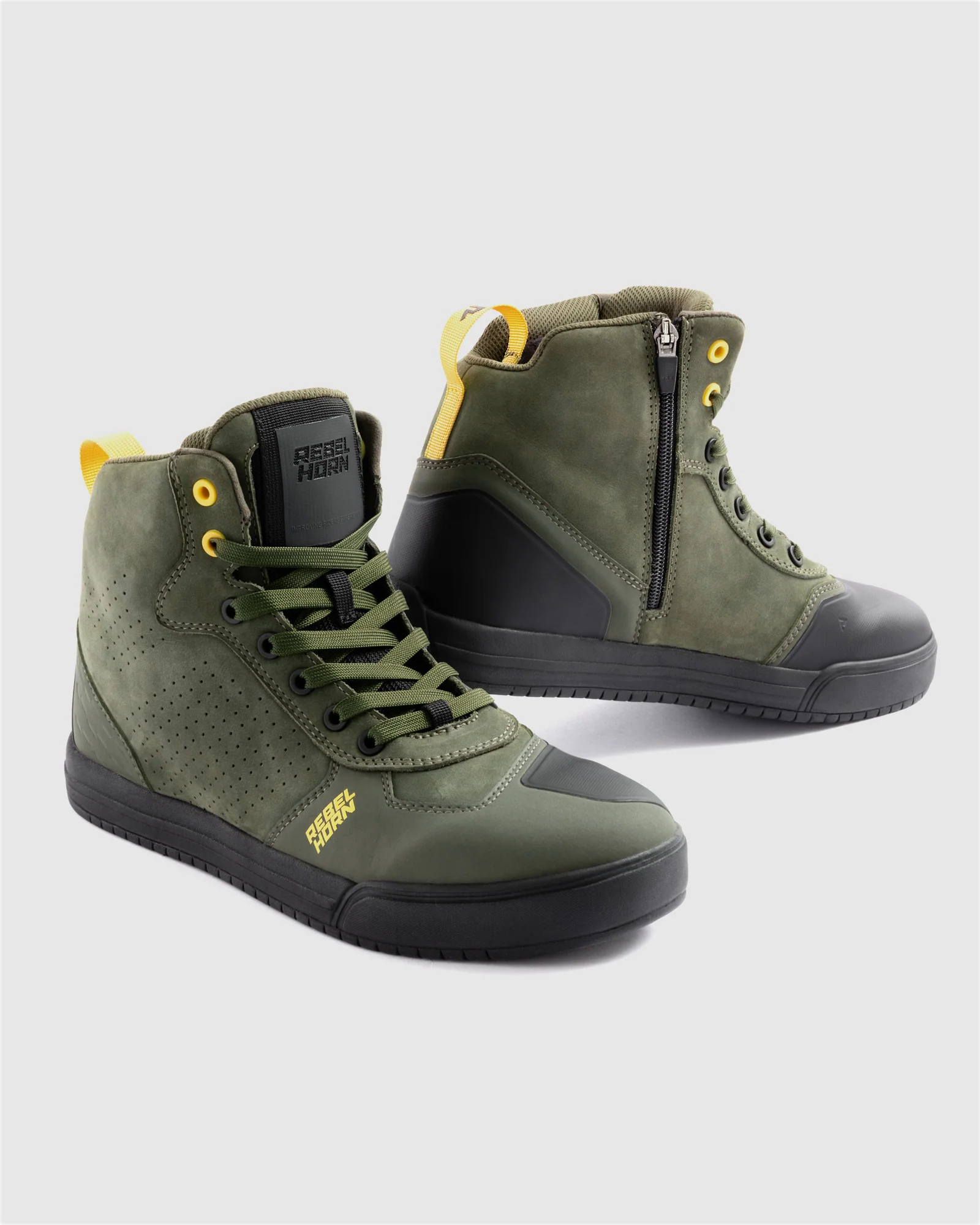 Spike Motorcycle Boots Olive