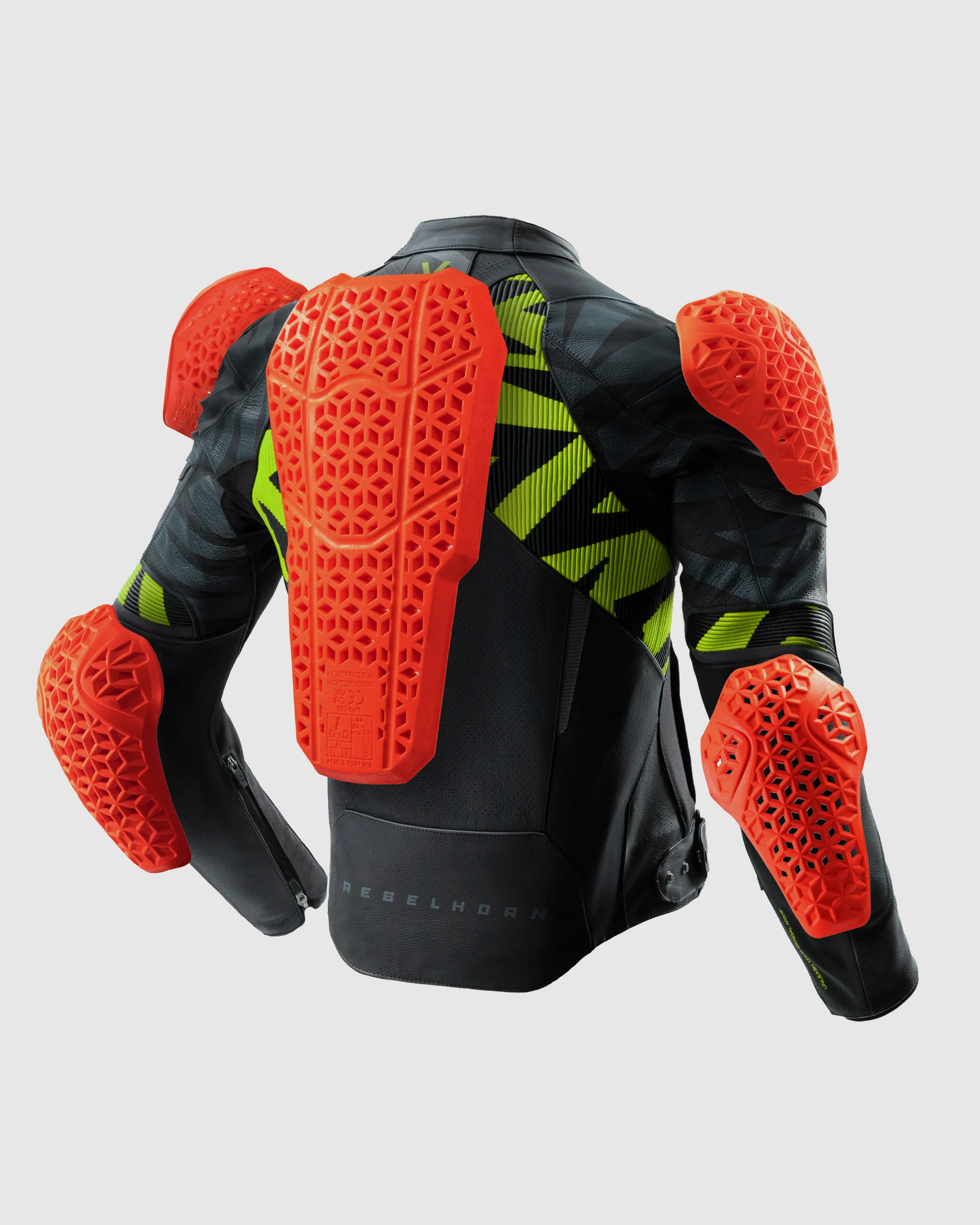 Vandal 2 Motorcycle Leather Jacket Fluo Yellow - Image 14