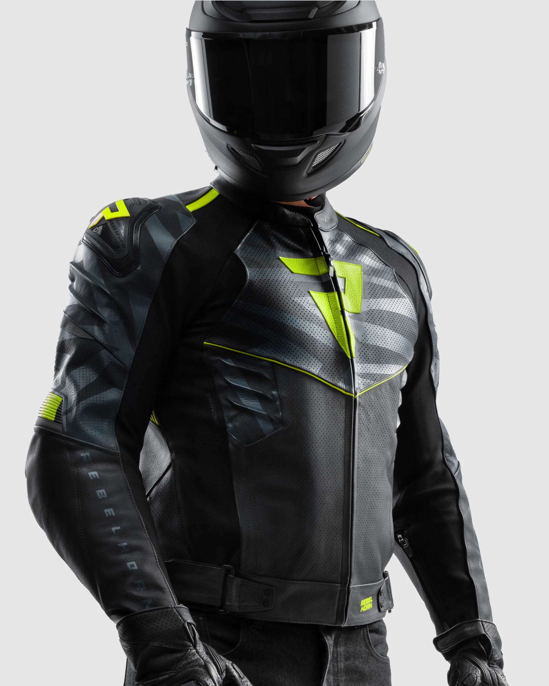 Vandal 2 Motorcycle Leather Jacket Fluo Yellow - Image 3