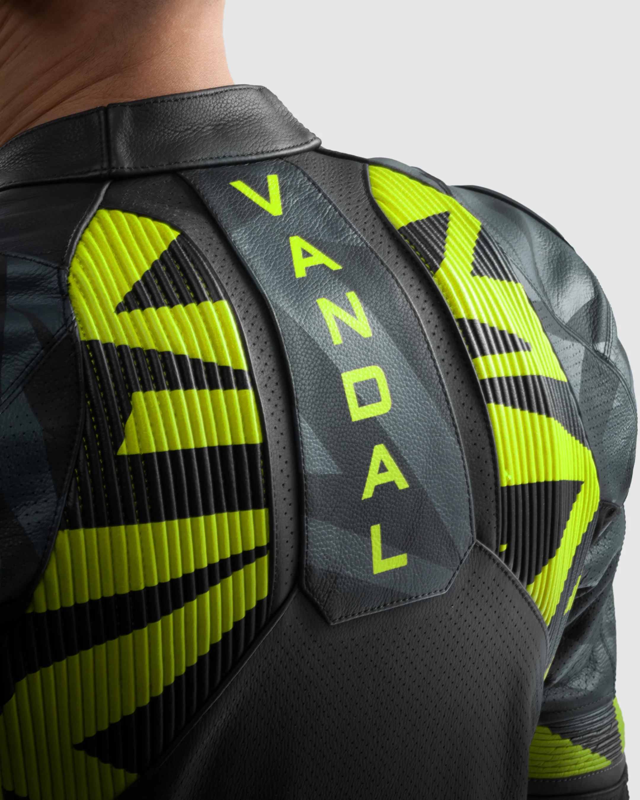 Vandal 2 Motorcycle Leather Jacket Fluo Yellow - Image 5